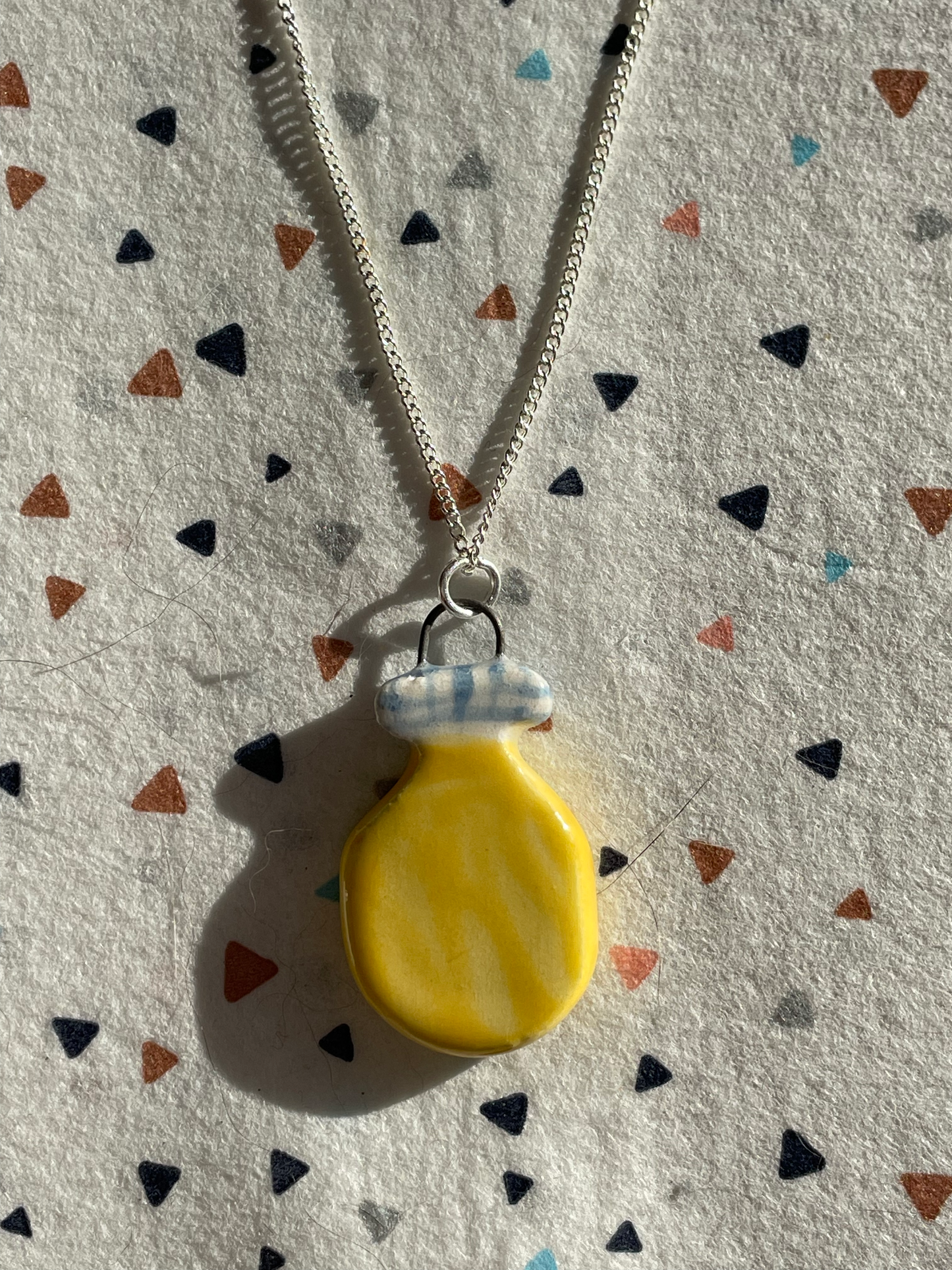 Handmade Lemon Curd Jar Ceramic Charm Necklace