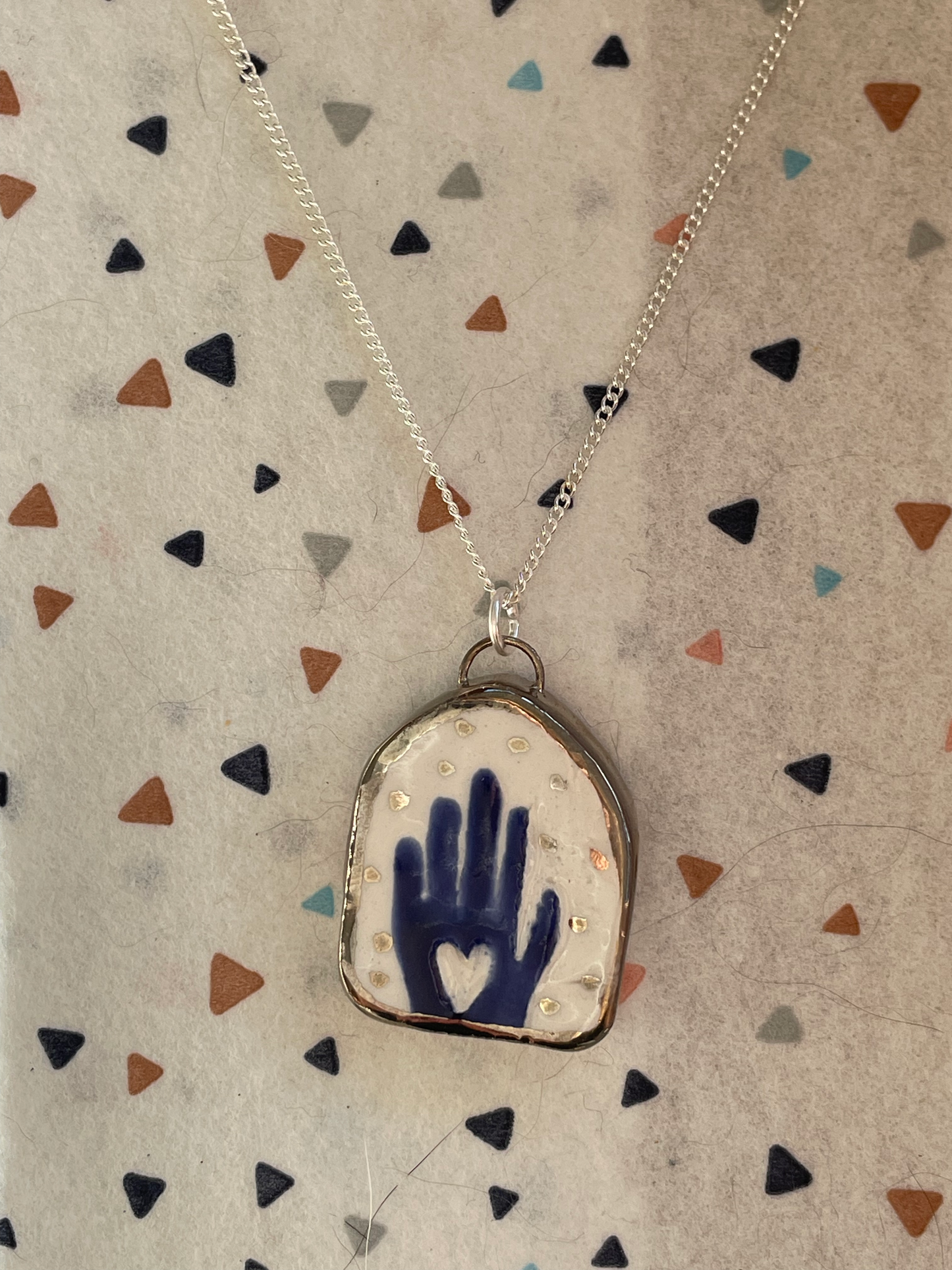 Seconds - Handmade Charm with Blue hand Necklace