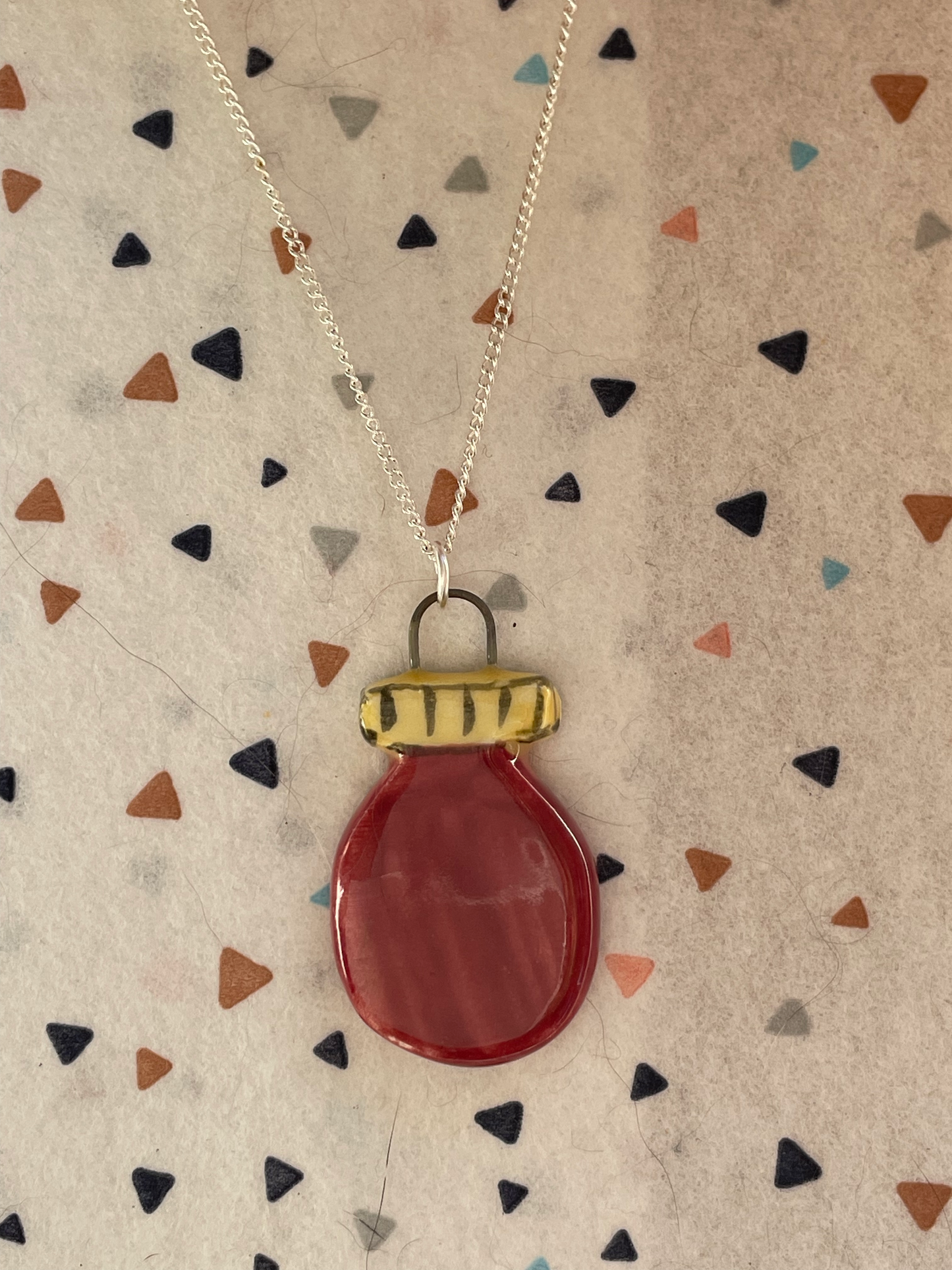 Handmade Love Potion Jar Ceramic Charm Necklace