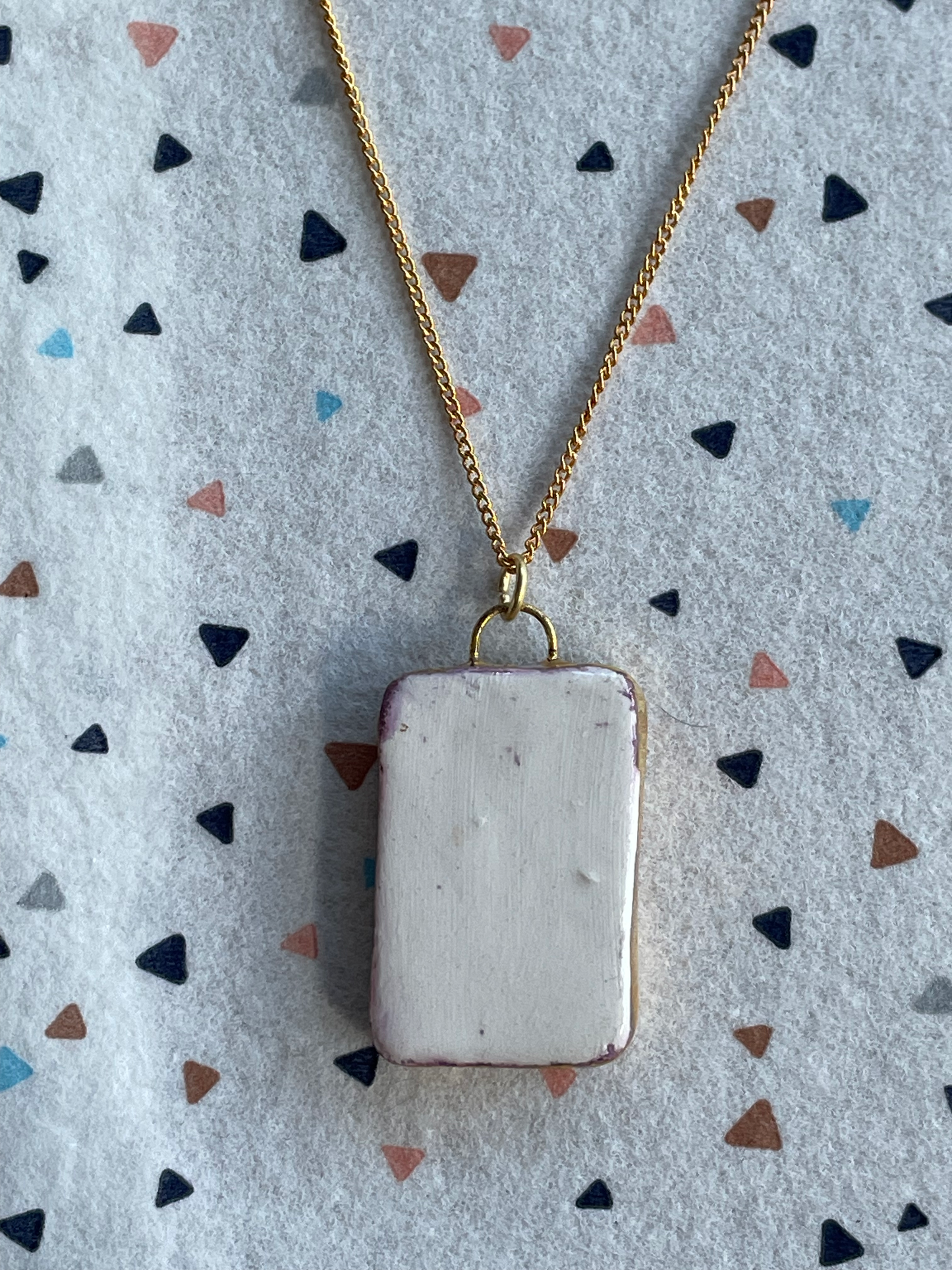 Seconds - Handmade Ceramic Charm Necklace with hand painted blue hand design (2)