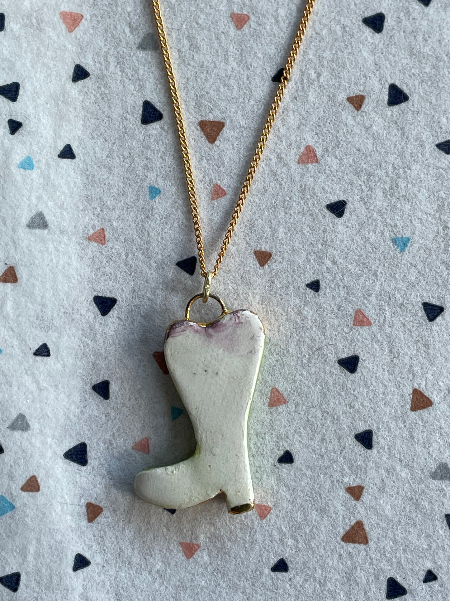 Seconds - Handmade Green welly Ceramic Charm Necklace