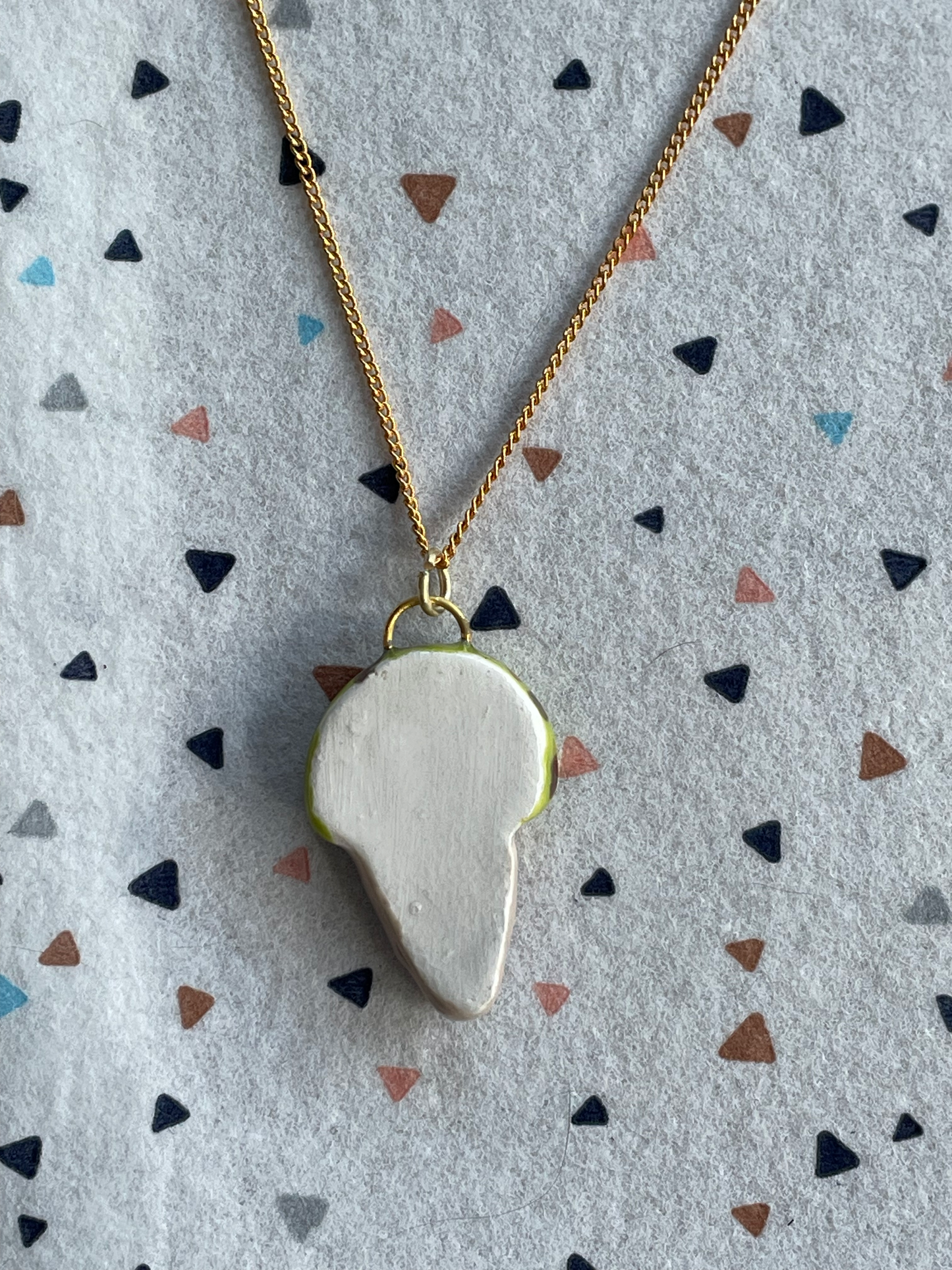 Seconds - Handmade Mint Choc Chip Ice Cream Cone Ceramic Charm Necklace