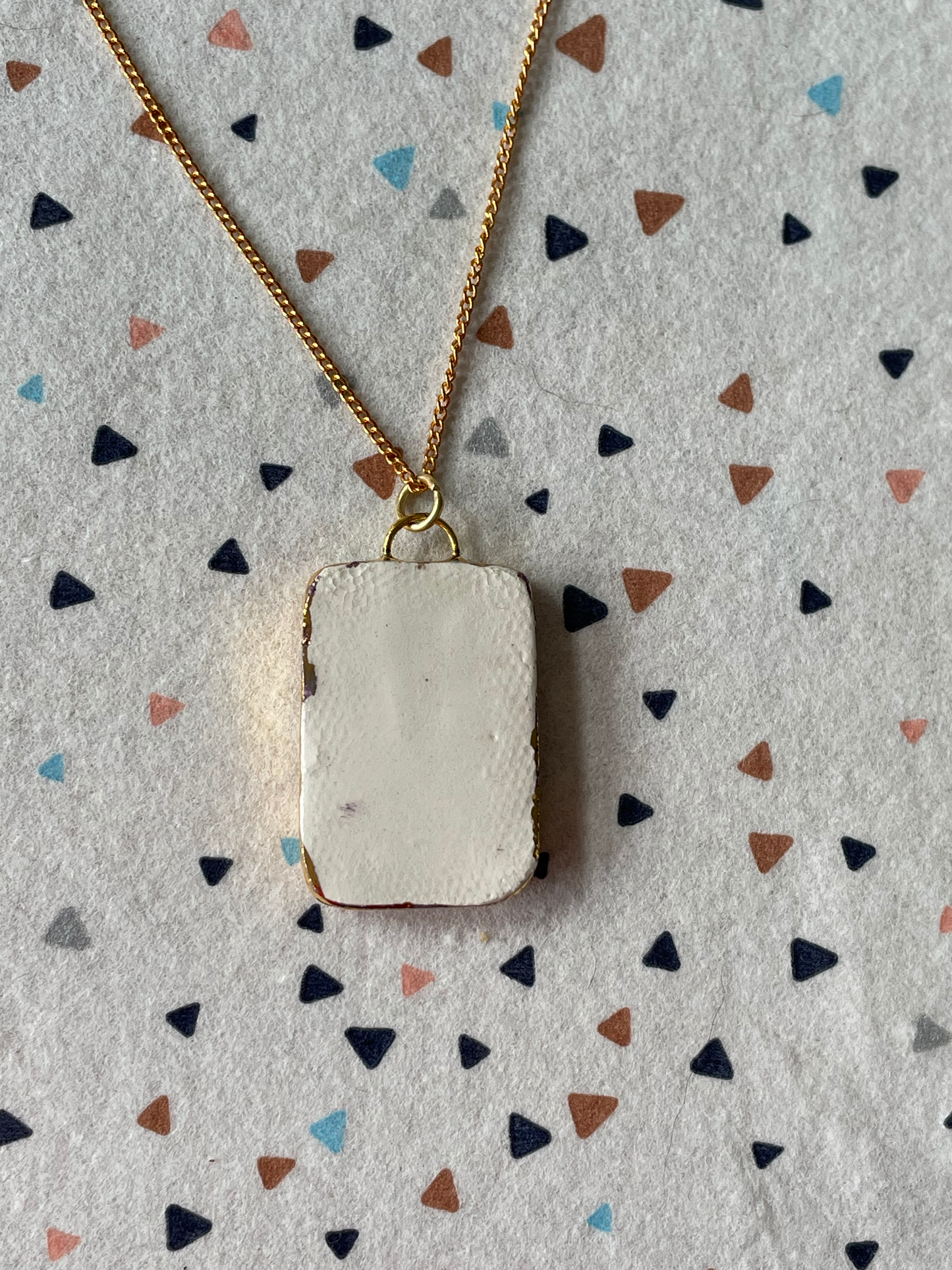 Seconds - Handmade Rectangle Ceramic Charm with Hand Painted Cherry Design Necklace