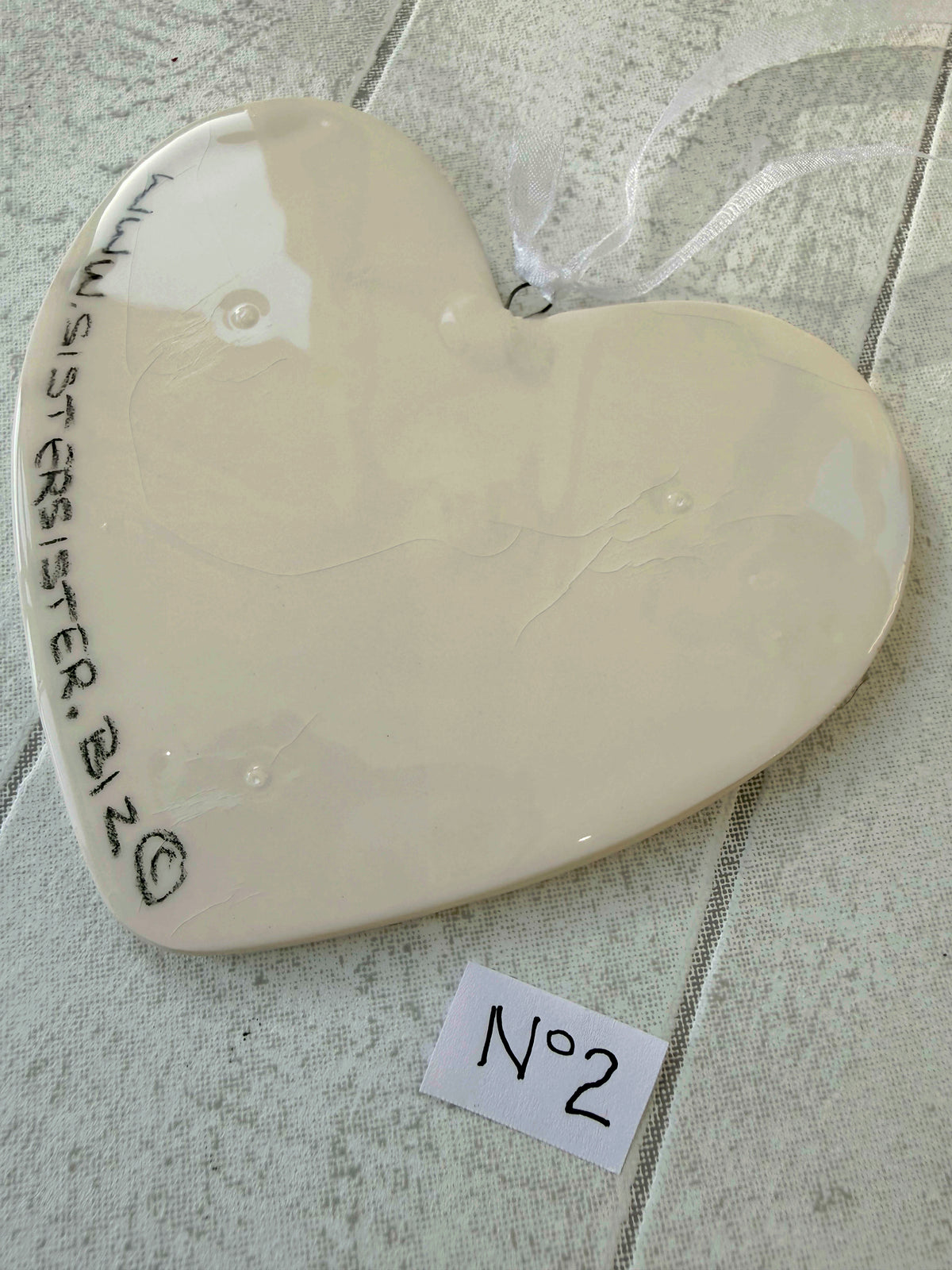 Greyhound Brindle Hand Painted Ceramic Heart Super Seconds