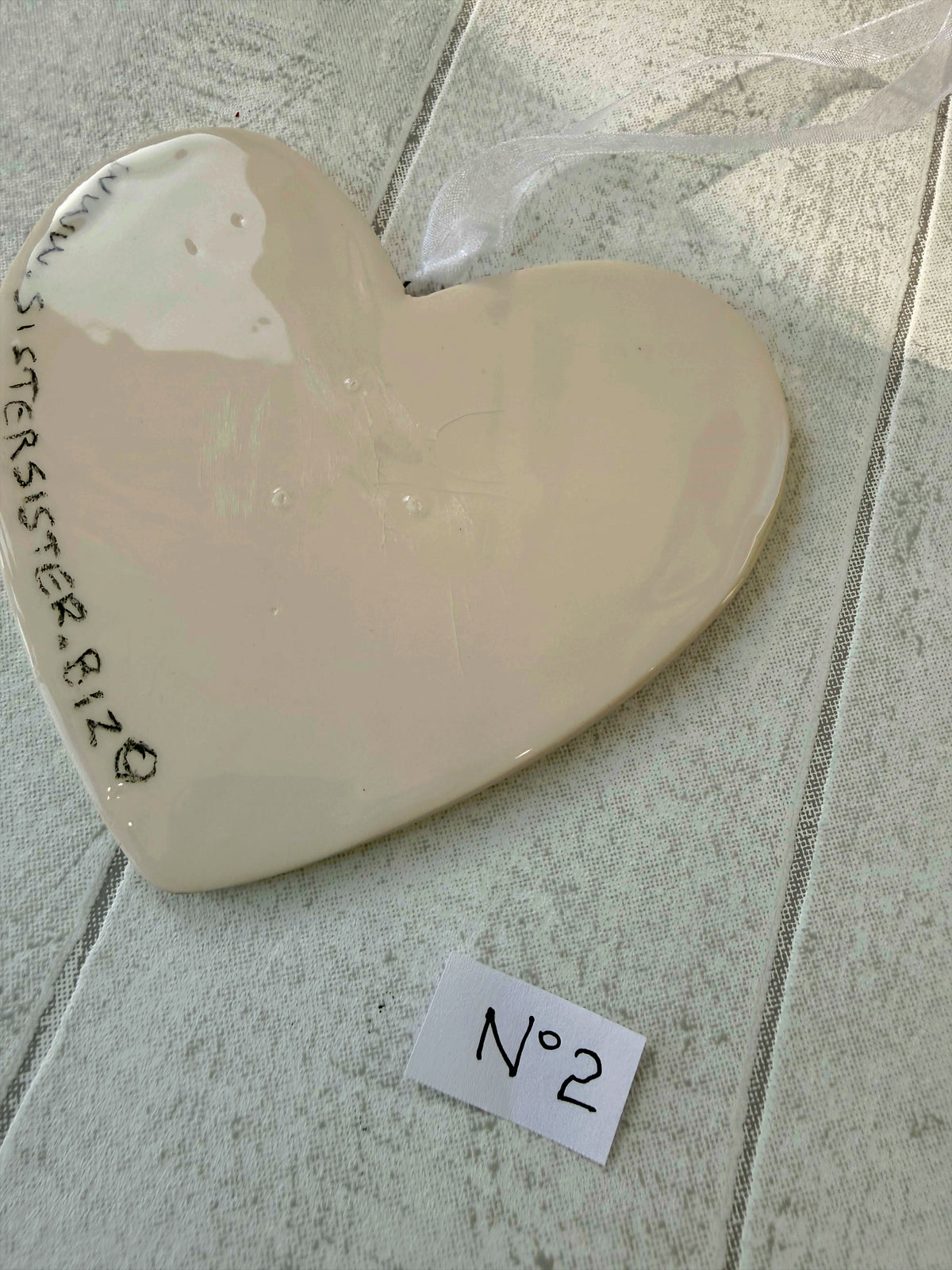Greyhound White and Black Hand Painted Ceramic Heart Super Seconds