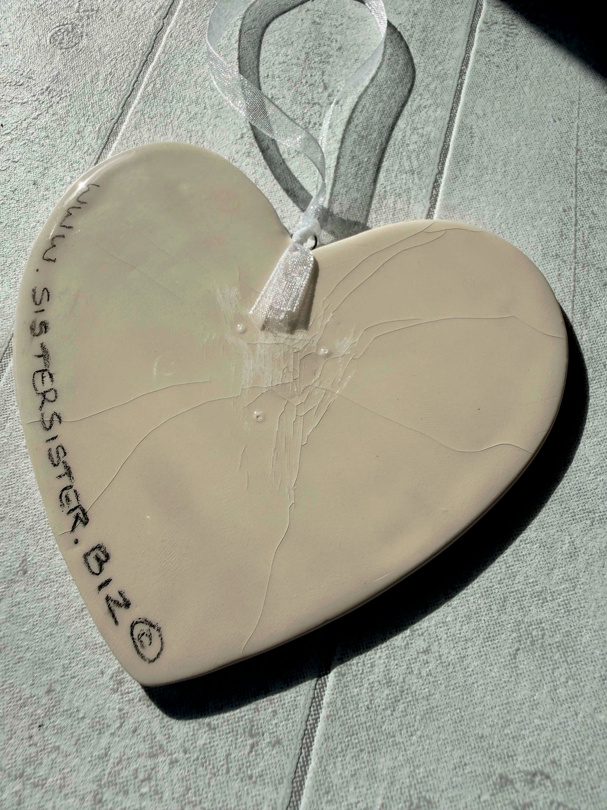 Jack Russell Black and White Hand Painted Ceramic Heart Super Seconds