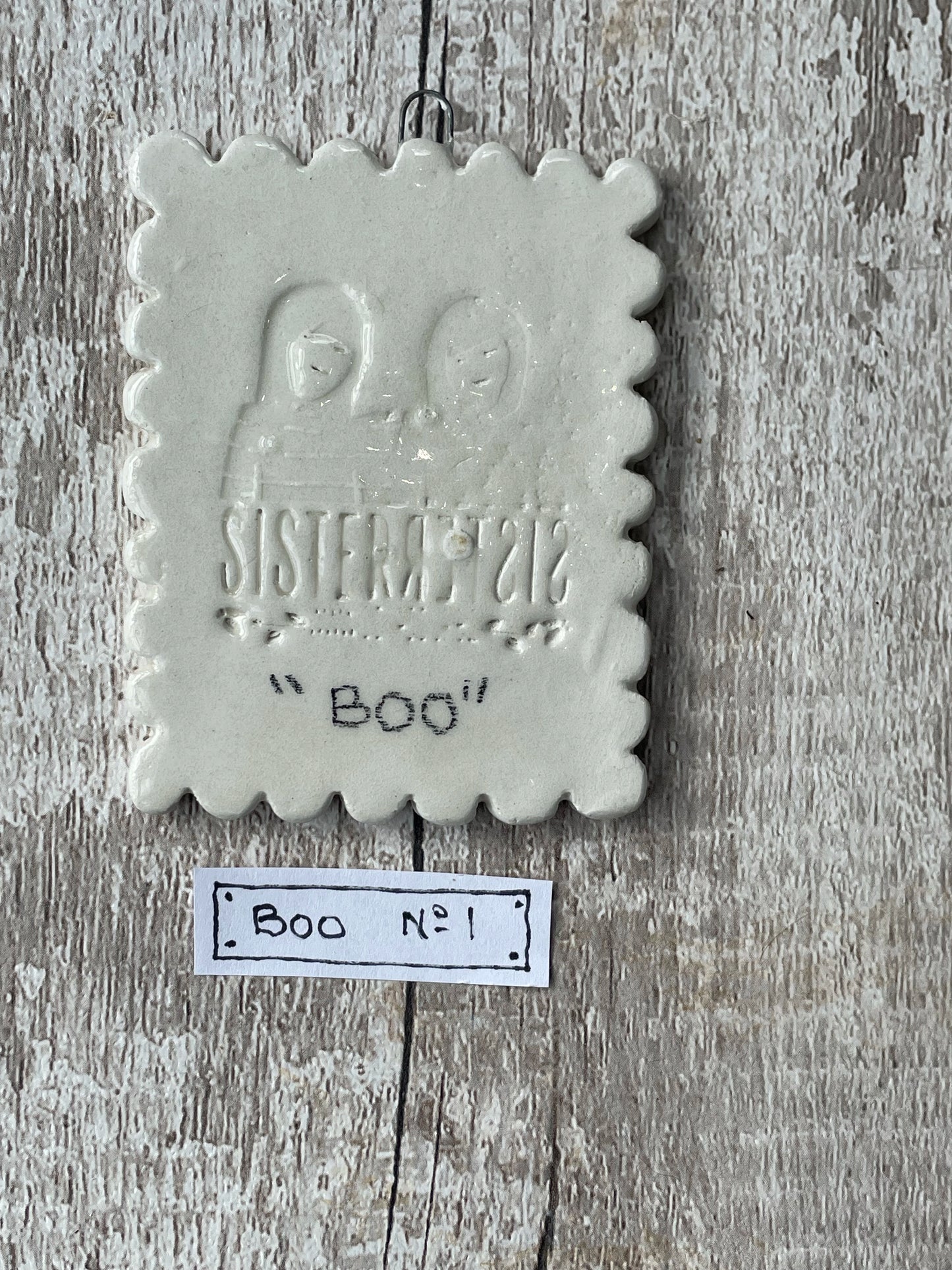 Hand Painted Ghost Mini Masterpiece “Boo” Collection Ceramic Wall Art