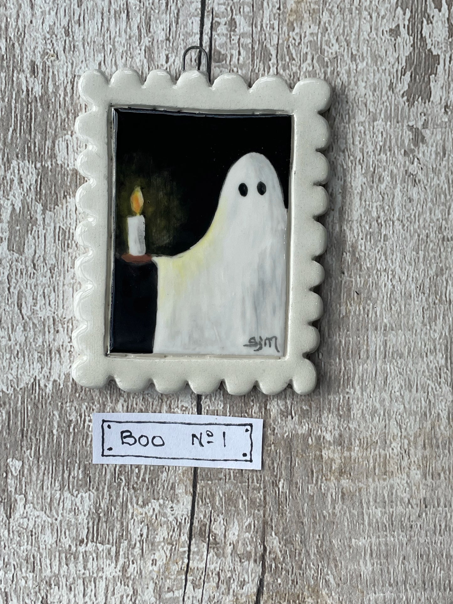Hand Painted Ghost Mini Masterpiece “Boo” Collection Ceramic Wall Art