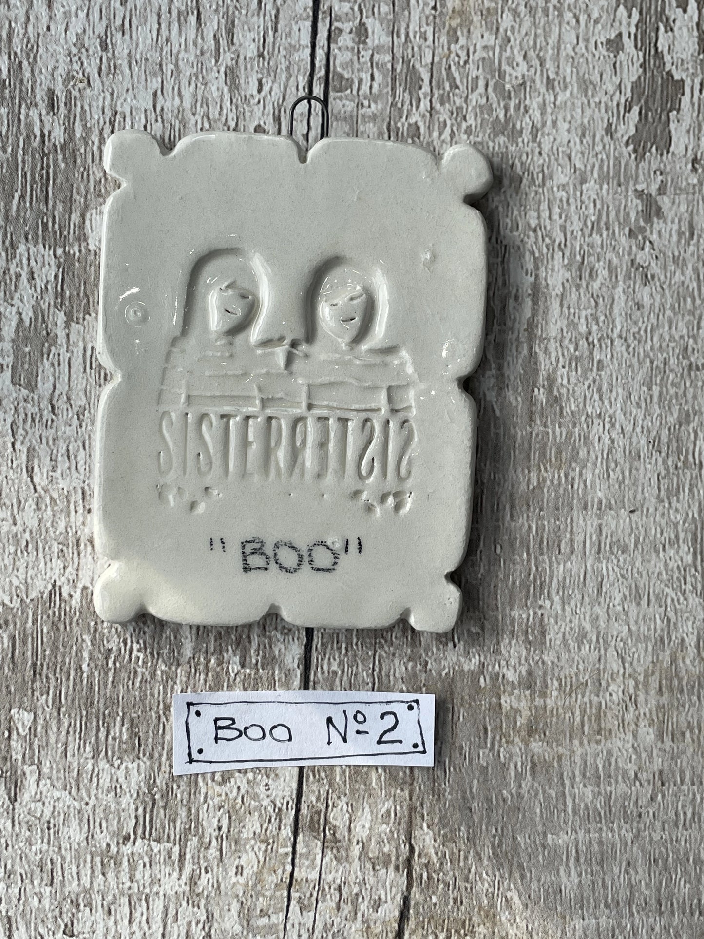 Hand Painted Ghost Mini Masterpiece “Boo” Collection Ceramic Wall Art