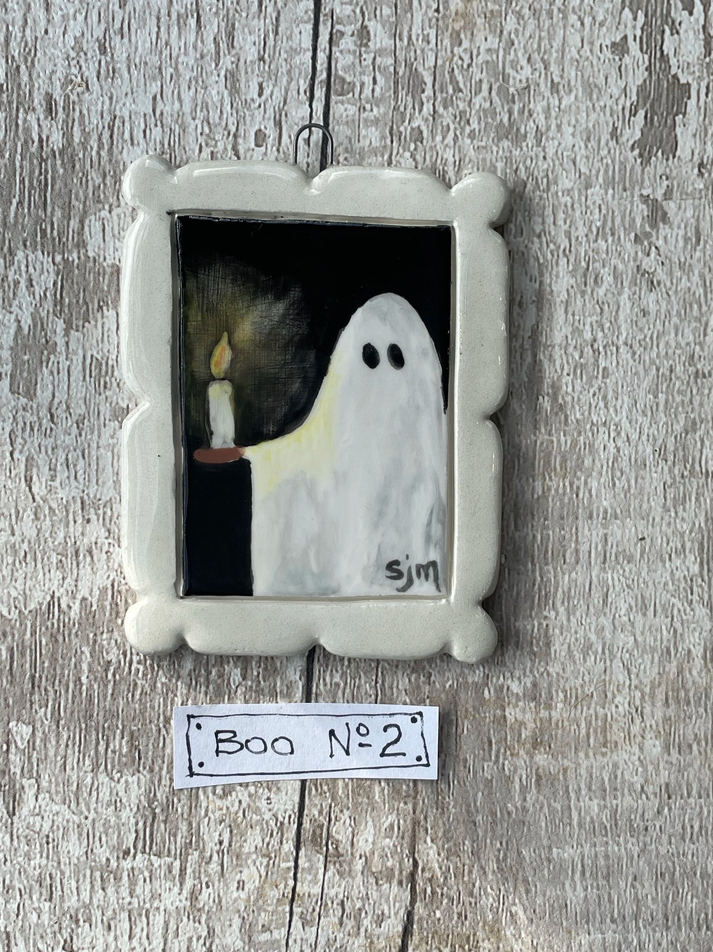 Hand Painted Ghost Mini Masterpiece “Boo” Collection Ceramic Wall Art