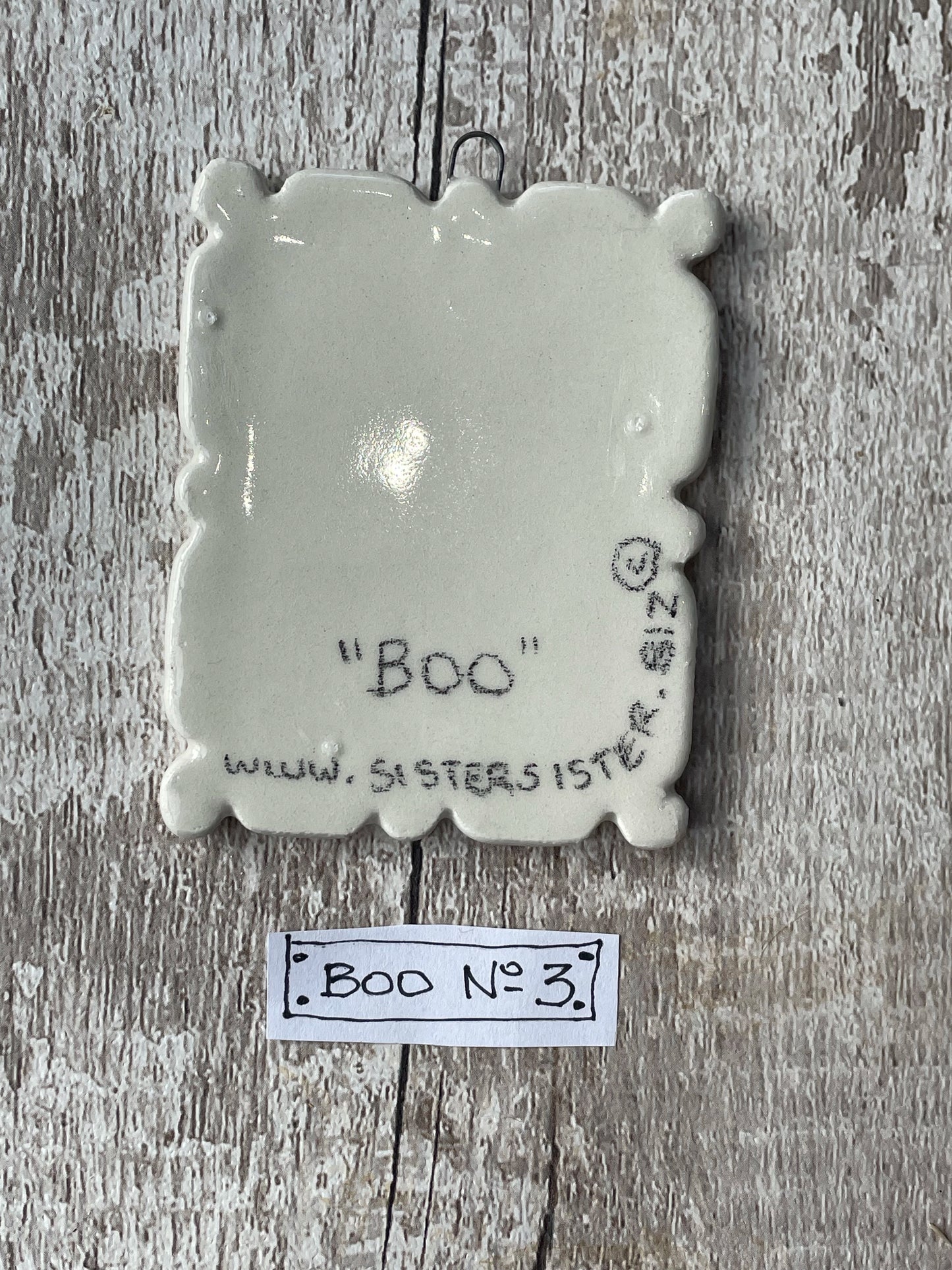 Hand Painted Ghost Mini Masterpiece “Boo” Collection Ceramic Wall Art
