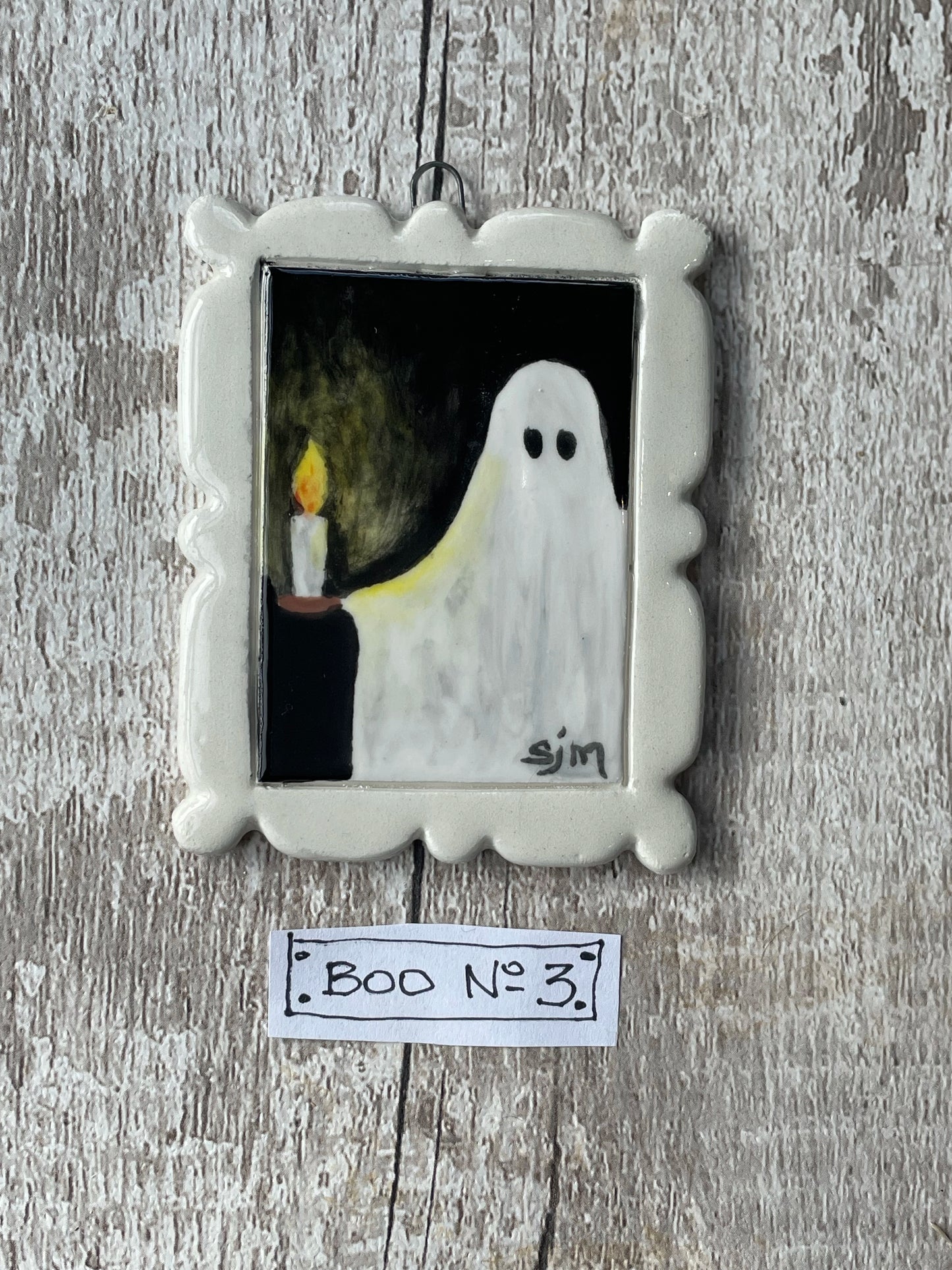 Hand Painted Ghost Mini Masterpiece “Boo” Collection Ceramic Wall Art