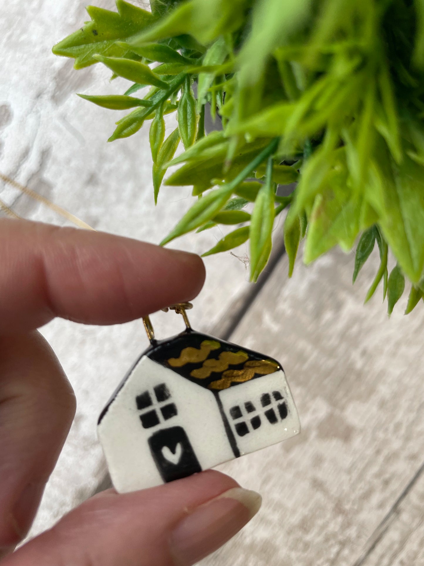Hand Painted Little House Charm Necklace Cosy Home Jewellery