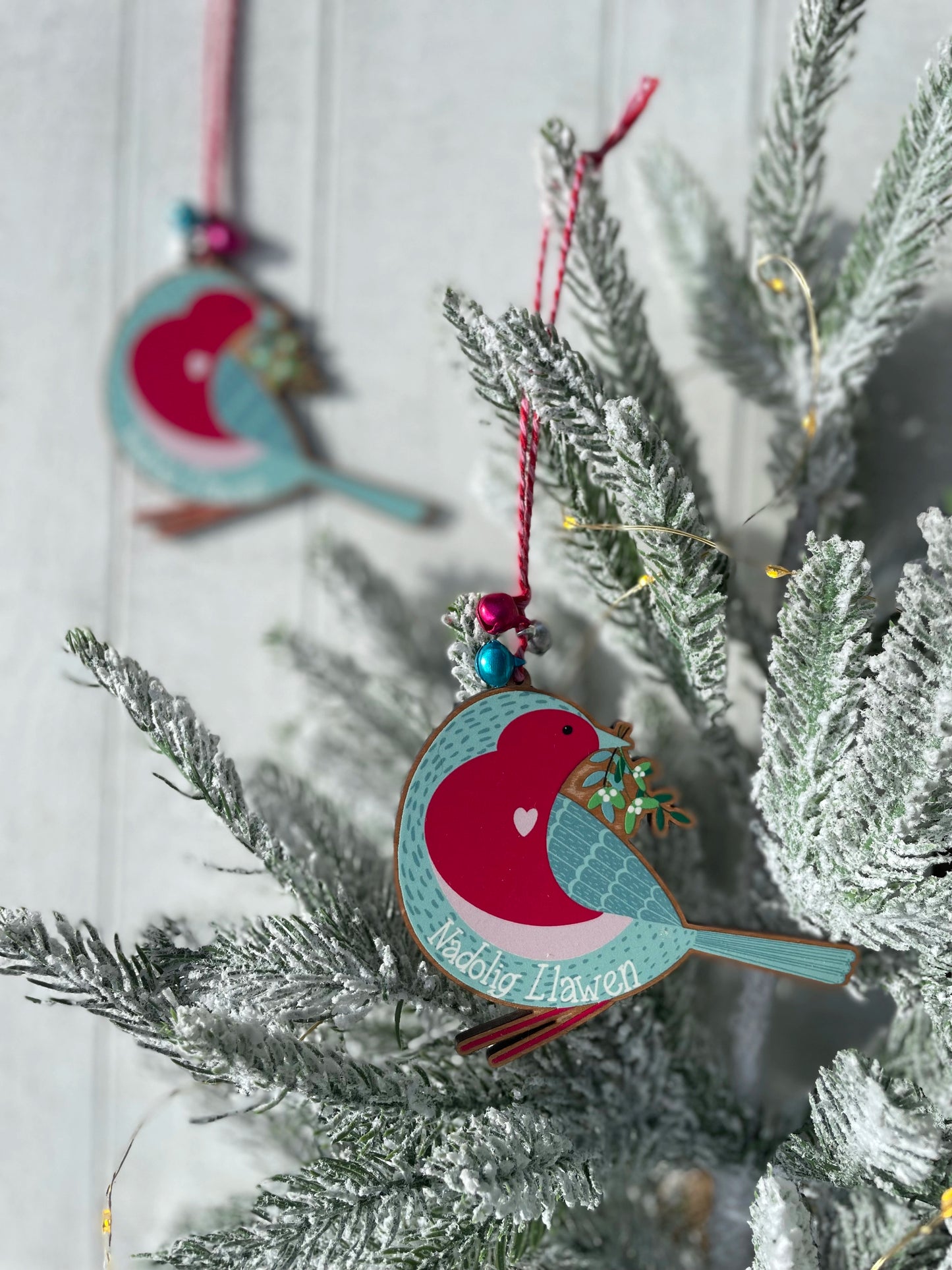 Nadolig Llawen Robin Christmas Wooden Decoration