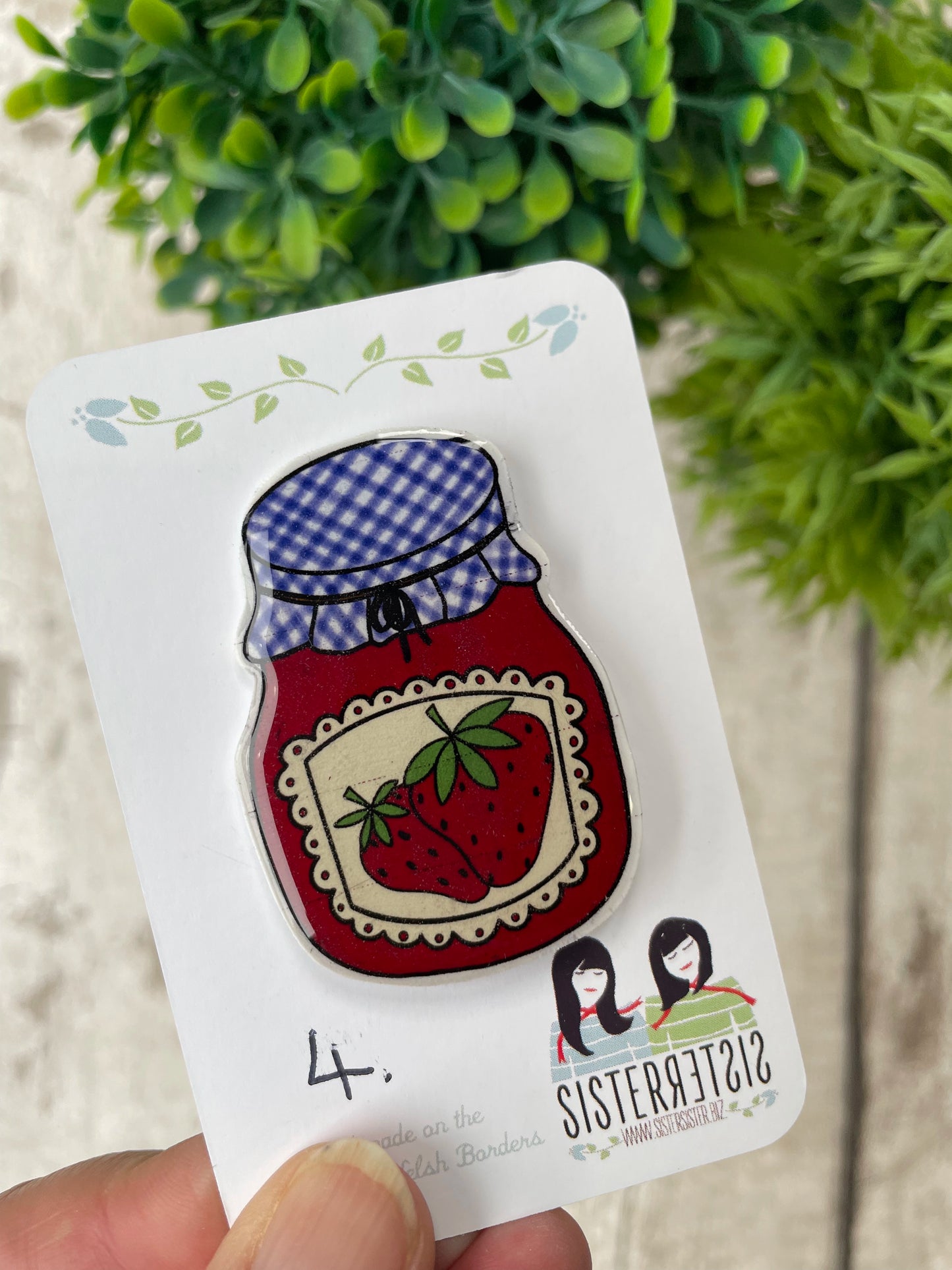 Seconds – Strawberry Jam Jar Pin Badge, Cute Foodie Enamel-Style Pin, Gift for Jam Lovers & Quirky Accessory Fans