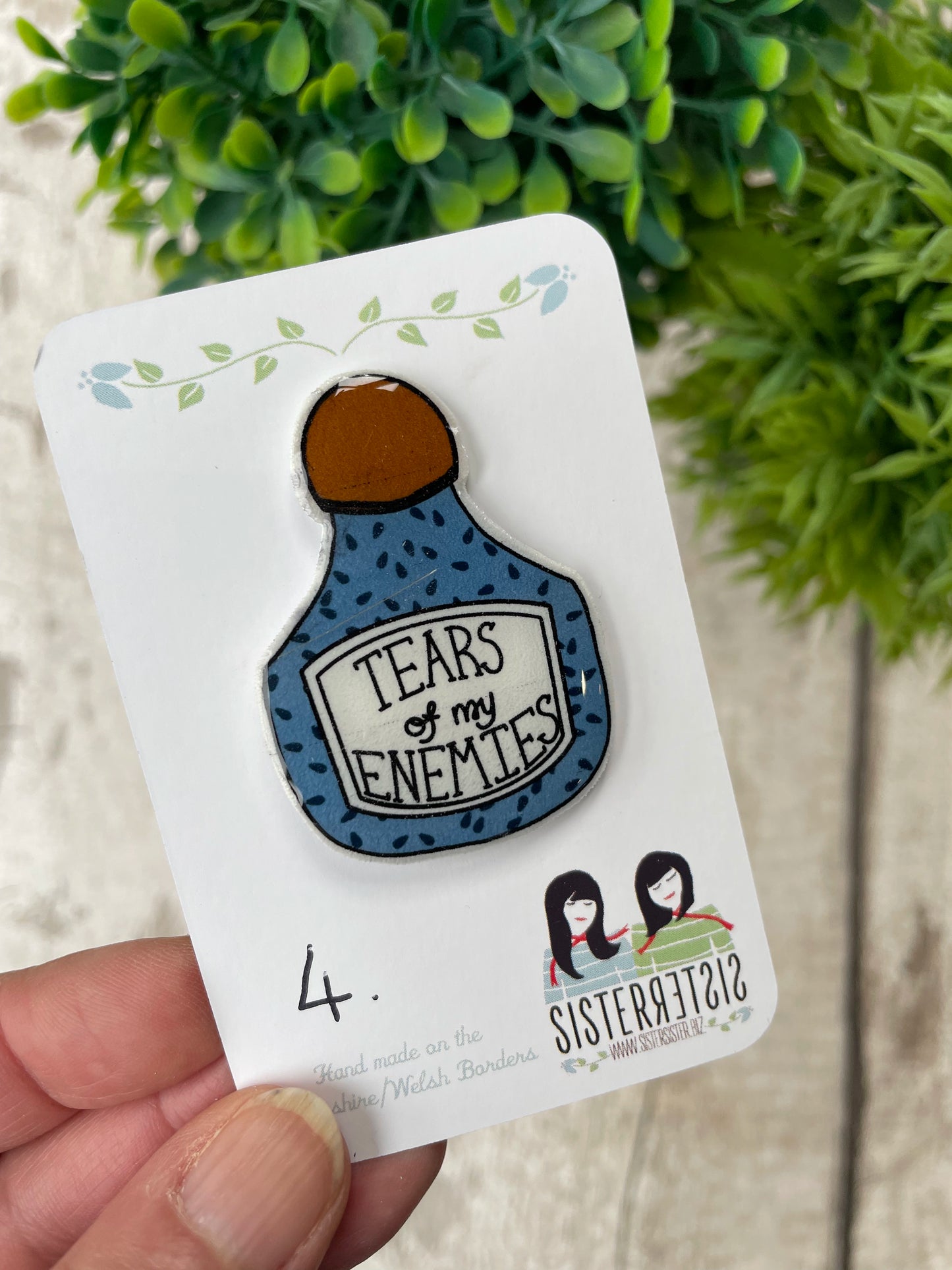 Seconds – “Tears of My Enemies” Funny Pin Badge, Quirky Enamel-Style Accessory, Gift for Friends Who Love Sarcasm & Humour