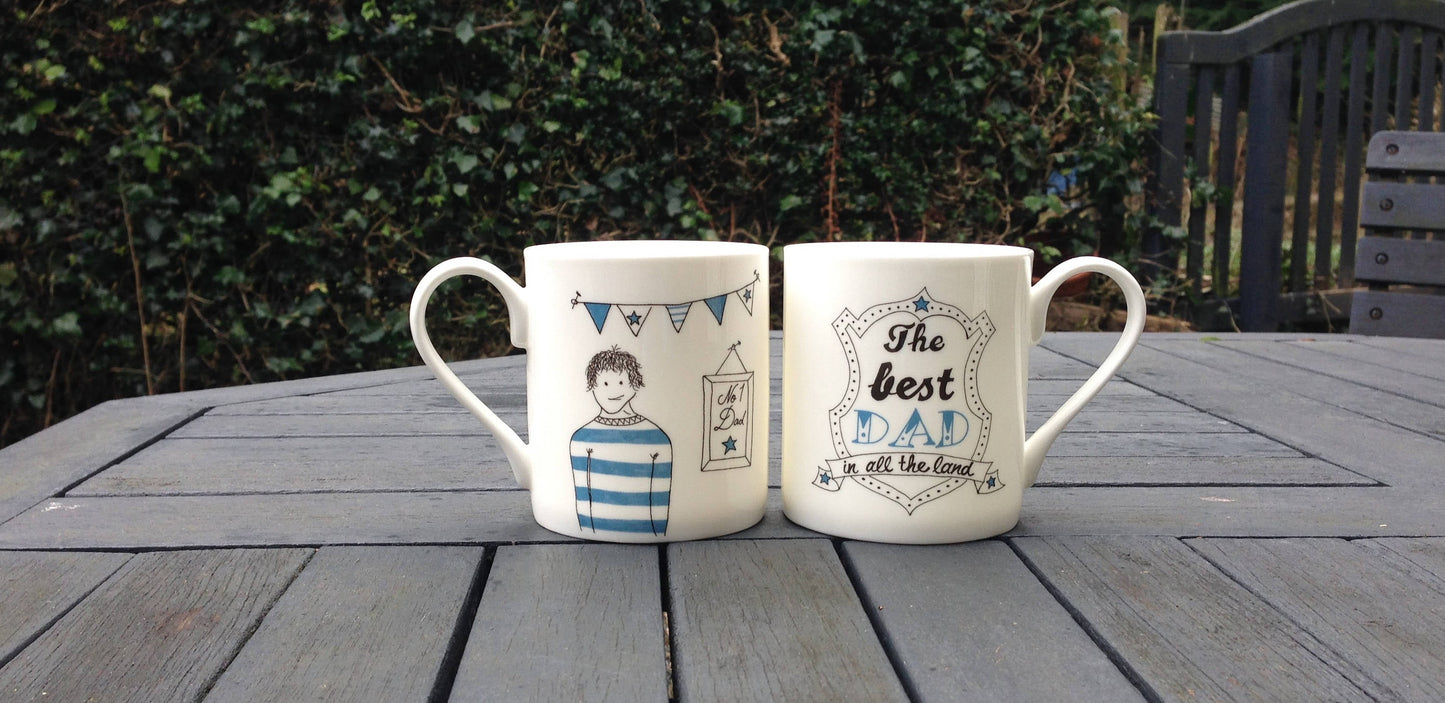 The best Dad in all the land - Fine bone china mug - Father's Day, birthday, christmas, him, coffee mug, Dad, Daddy