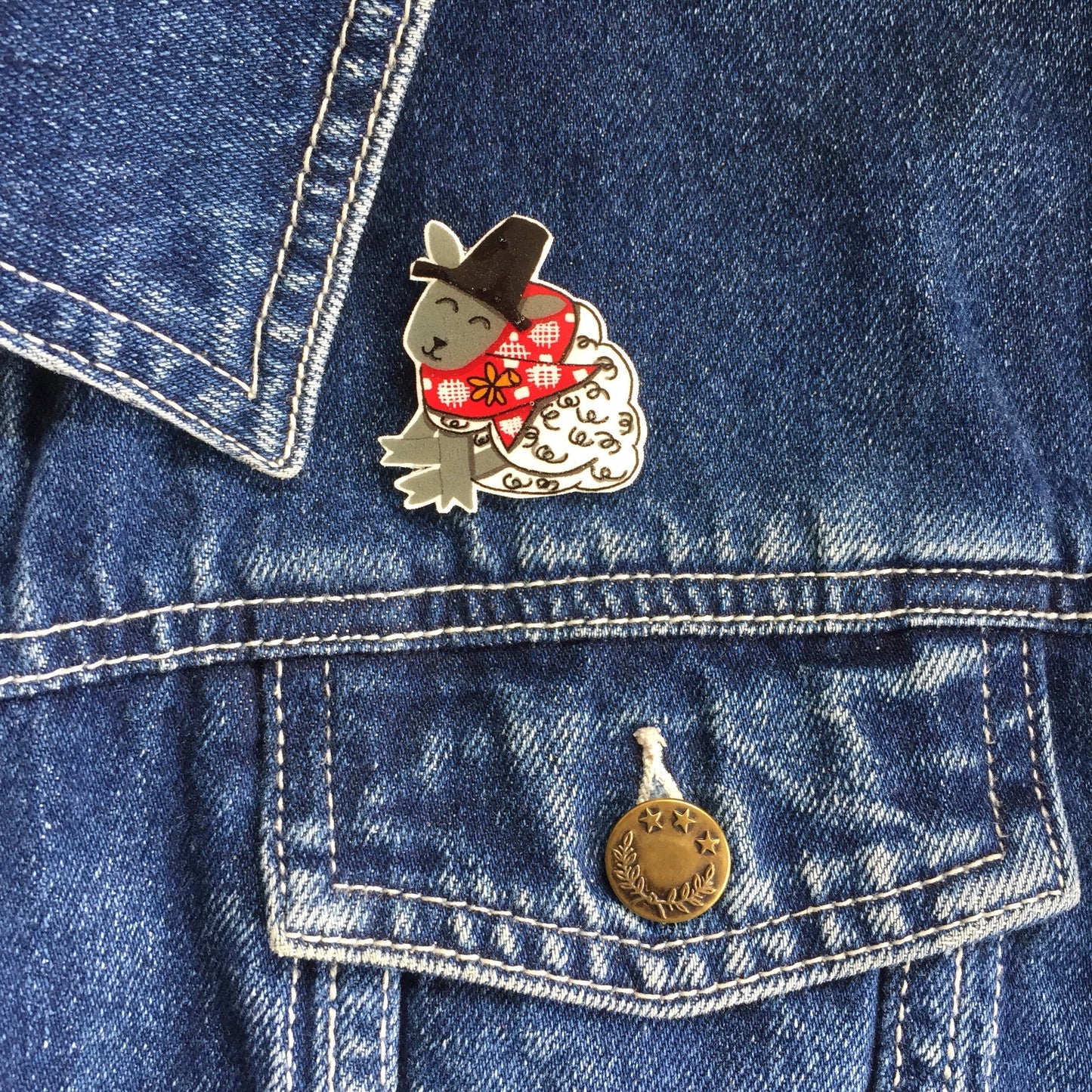Welsh Sheep Handmade Pin