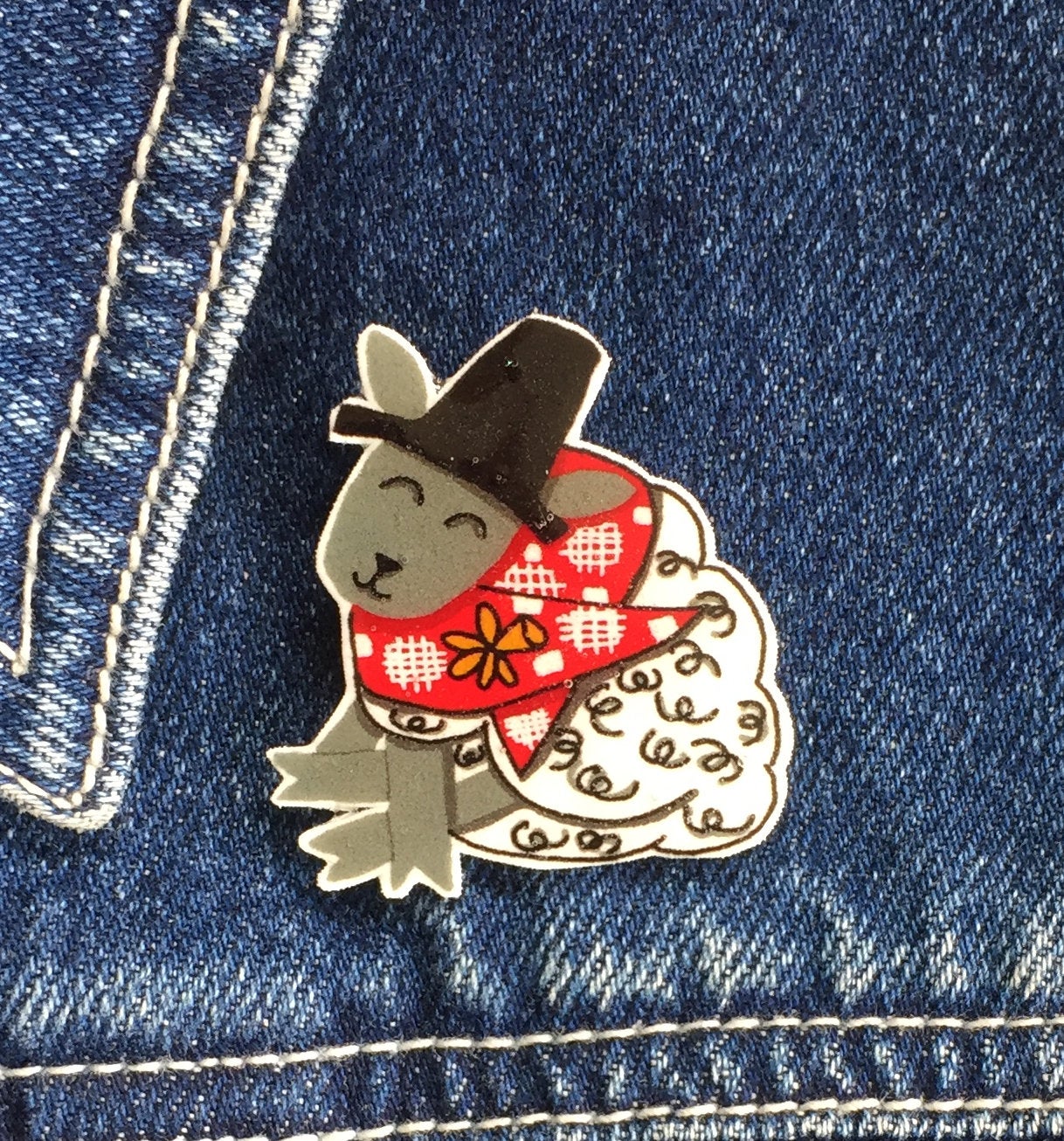 Welsh Sheep Handmade Pin