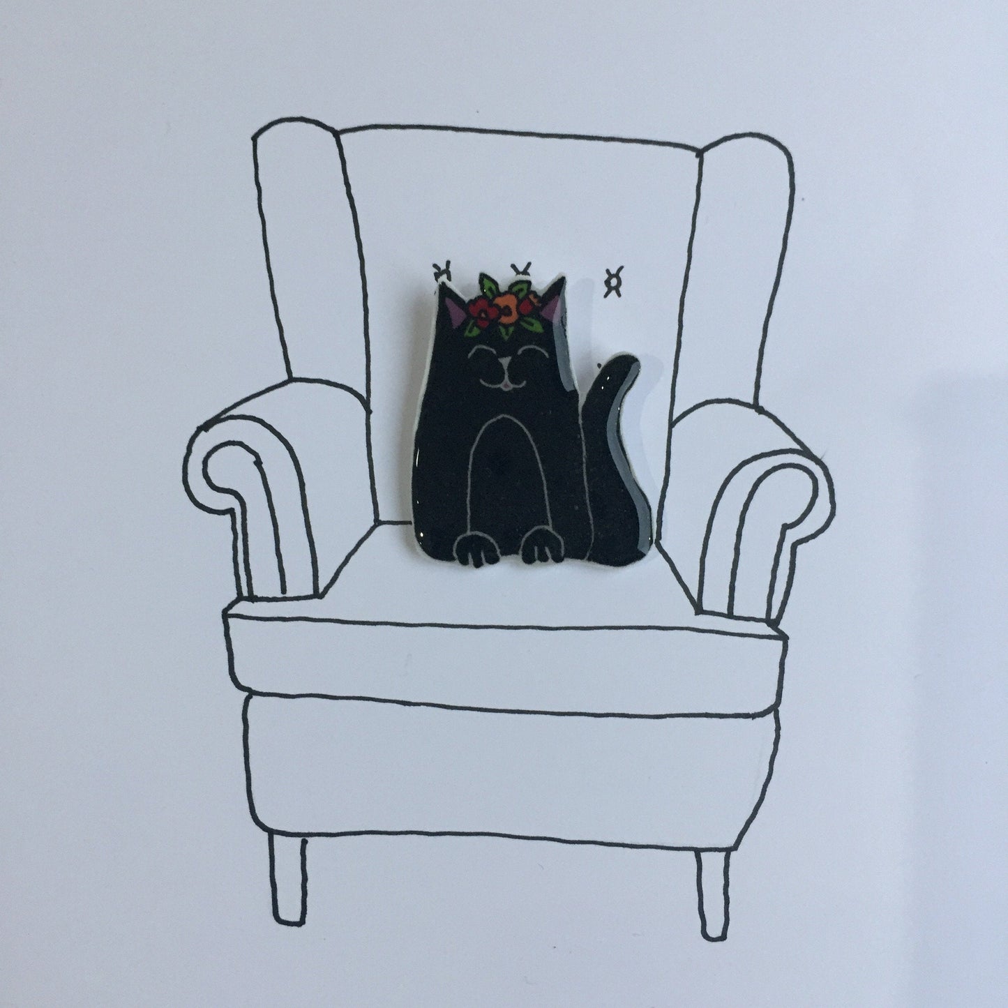 Cat - Black Cat Handmade Pin