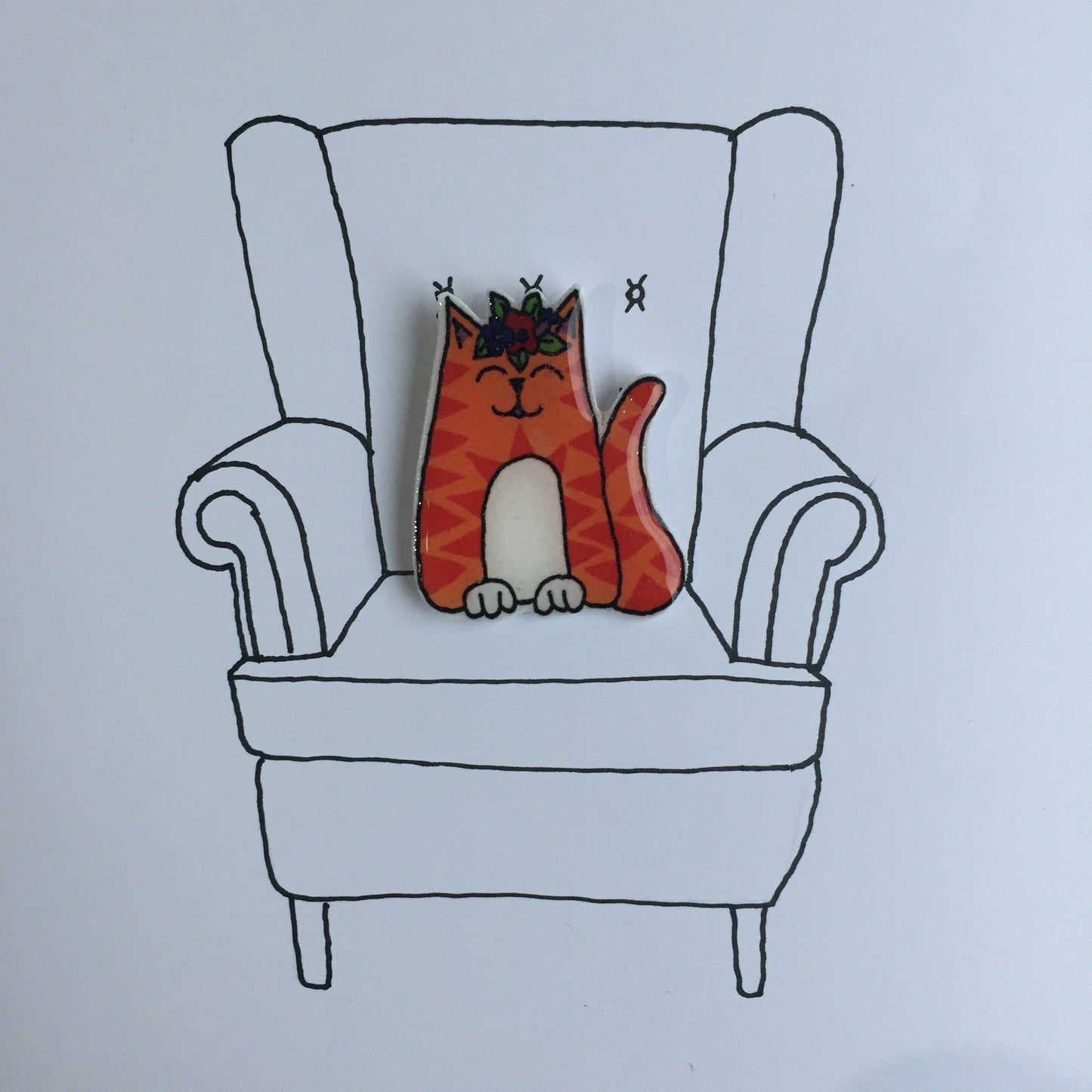 Cat - Ginger Tom Handmade Pin