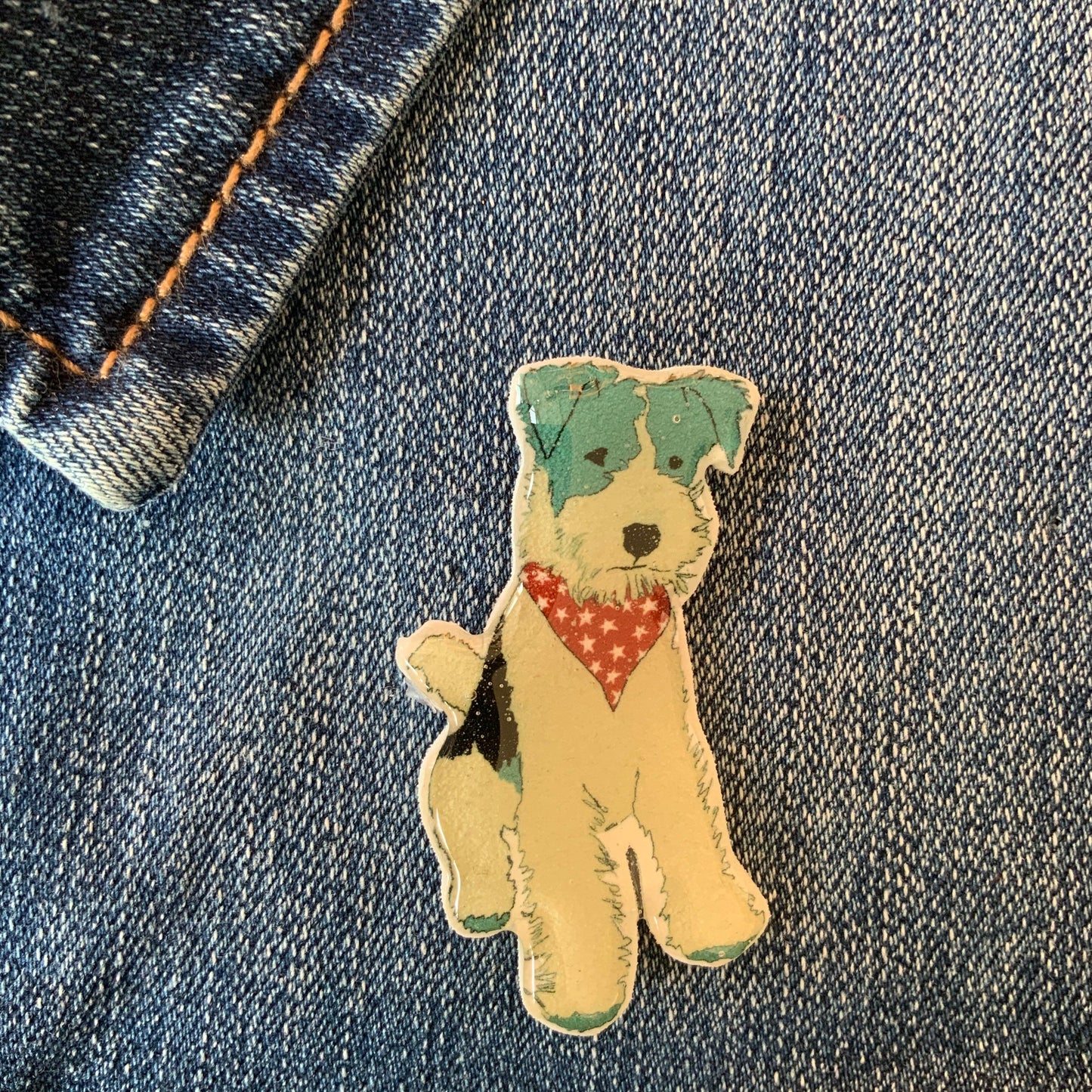 Dog Handmdade Pin - Fox Terrier