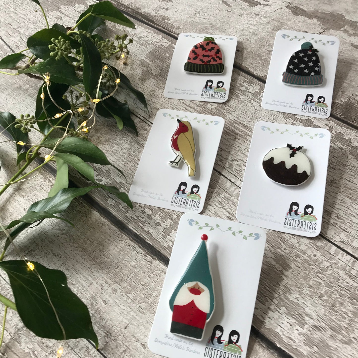 Christmas Scandi Santa Handmade Pin