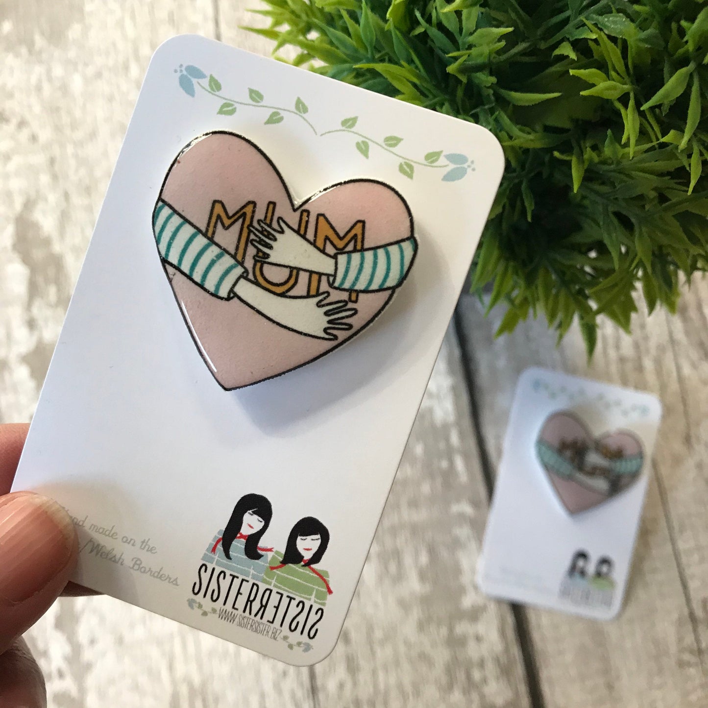 Arms around Mum Handmade Pin