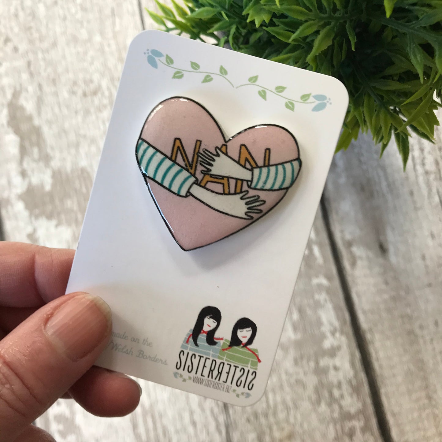 Arms around Nan Handmade Pin