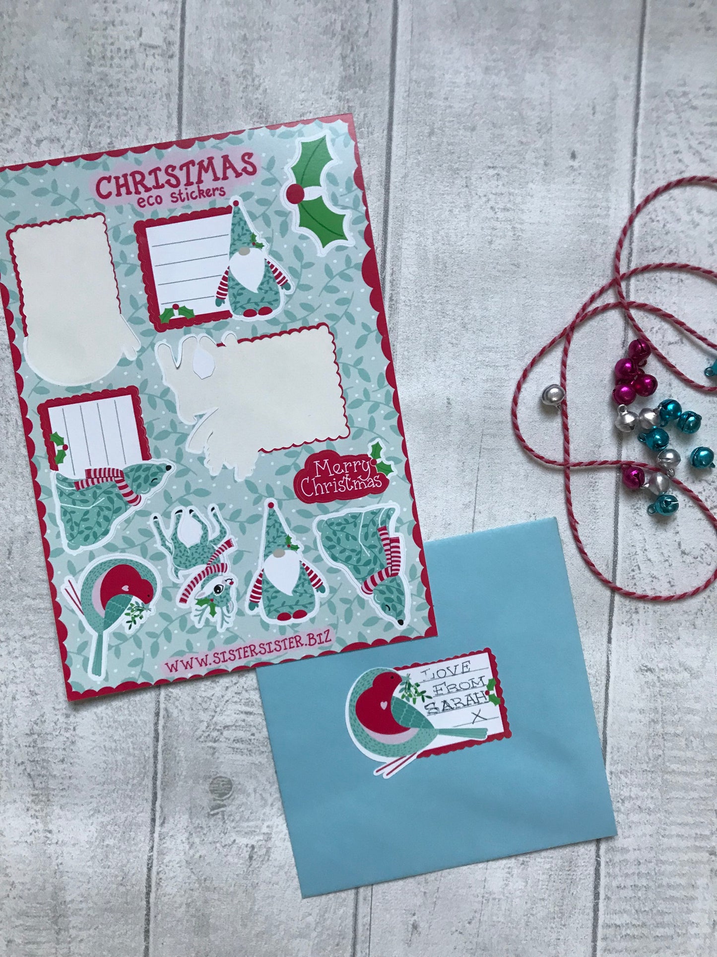 Merry Christmas Eco Friendly Christmas Sticker Sheet