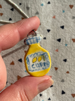 Handmade Lemon Curd Jar Ceramic Charm Necklace