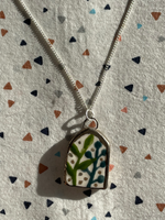Seconds - Handmade Green & Blue Leaves Ceramic Charm Necklace
