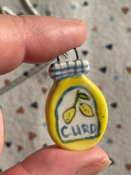 Handmade Lemon Curd Jar Ceramic Charm Necklace (2)
