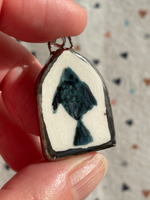 Seconds - Handmade Ceramic Charm with hand painted Blue Fish Necklace