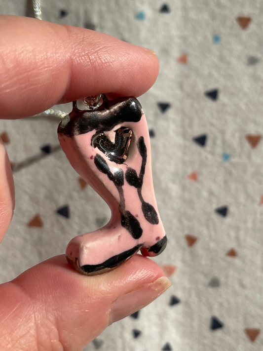 Seconds - Handmade Pink Cowboy Boot Charm Necklace