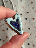 Seconds - Handmade Silver & Blue Heart Ceramic Charm Necklace