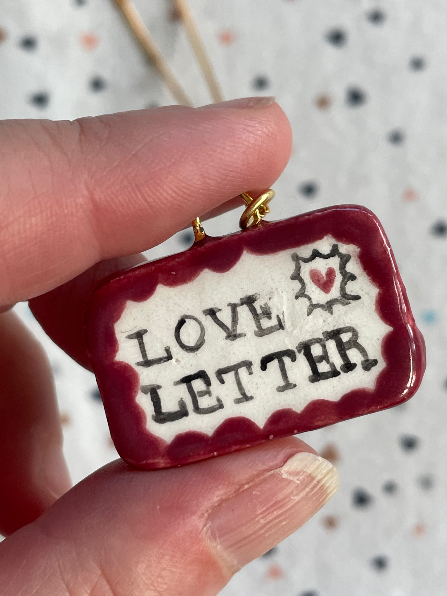 Seconds - Handmade Love Letter Ceramic Charm Necklace (2)