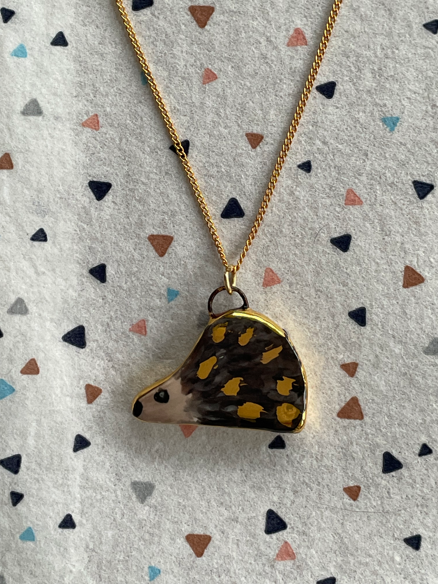 Seconds - Handmade Hedgehog Ceramic Charm Necklace