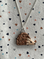Handmade Hedgehog Ceramic Charm Necklace