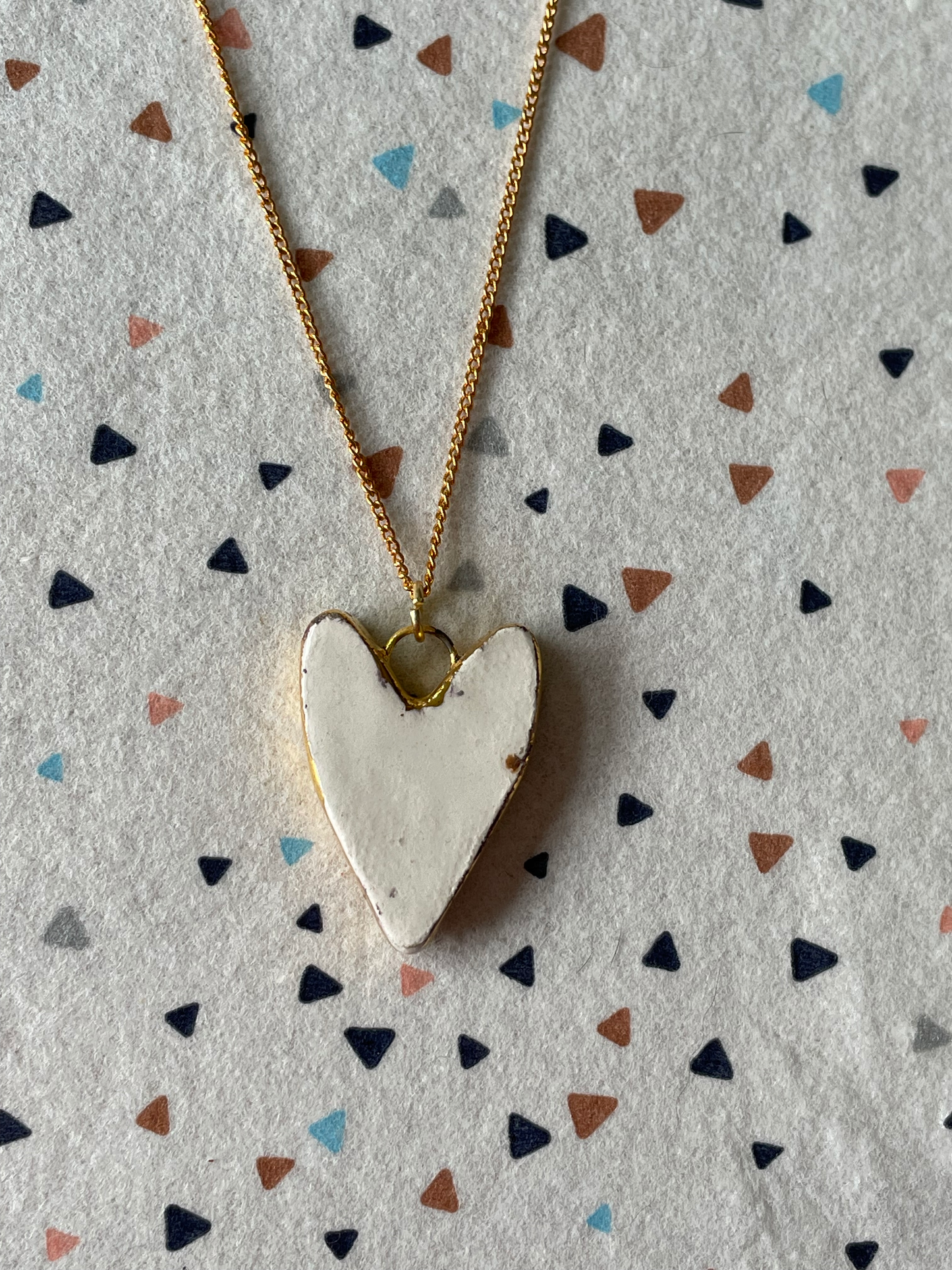 Seconds - Handmade Heart Ceramic Charm with hand painted Cherry design Necklace