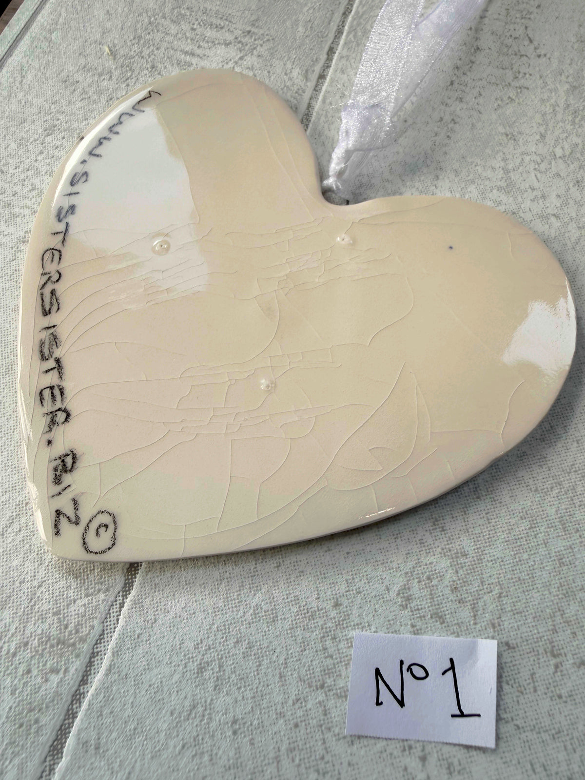 Cocker Spaniel Black & White Hand Painted Ceramic Heart Super Seconds