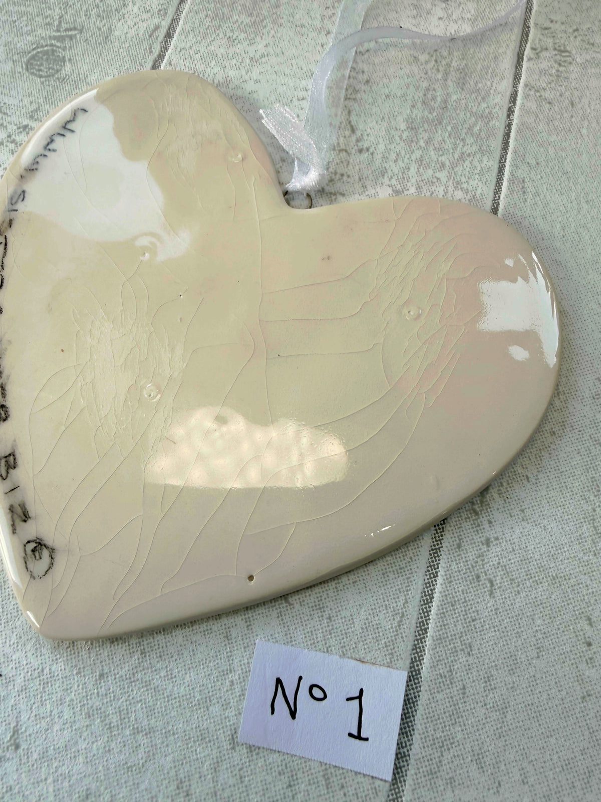 Collie Black and White Hand Painted Ceramic Heart