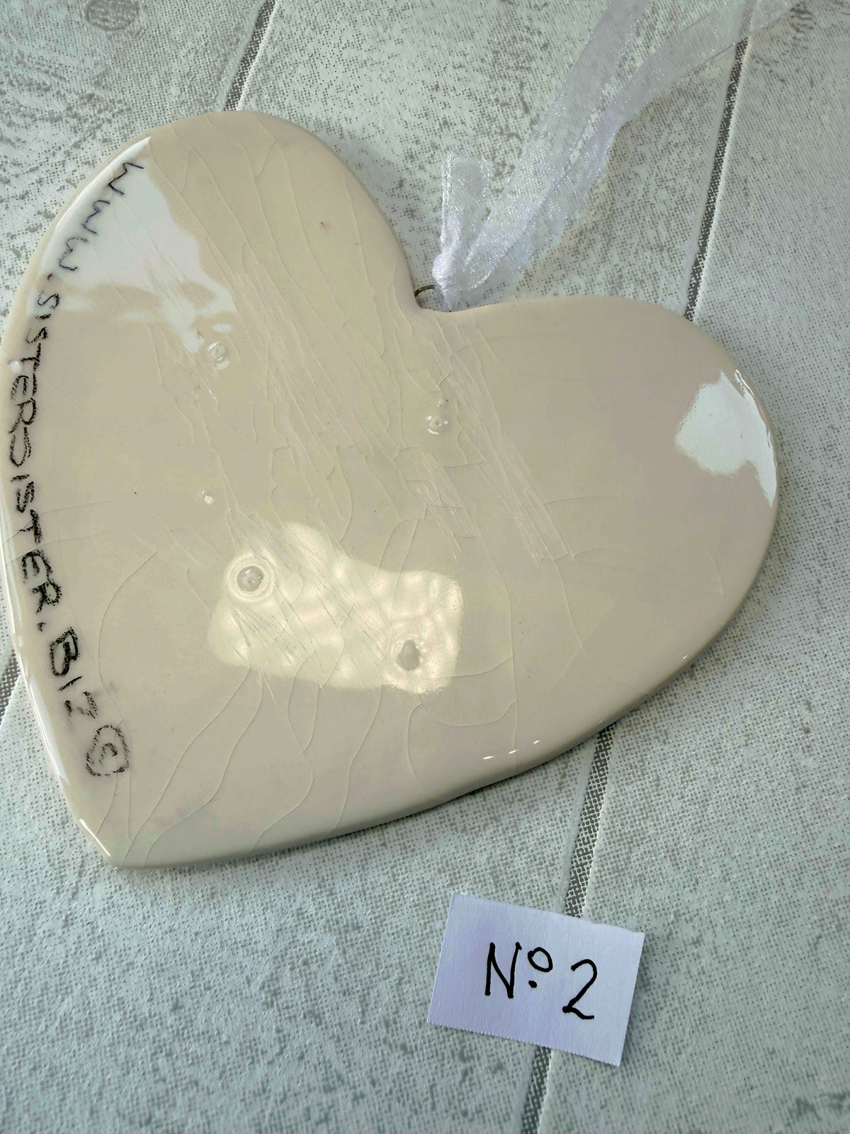 Collie Black and White Hand Painted Ceramic Heart