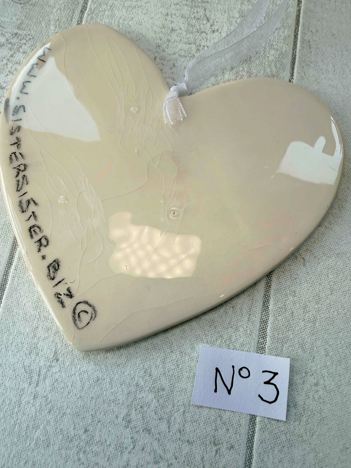 Collie Black and White Hand Painted Ceramic Heart