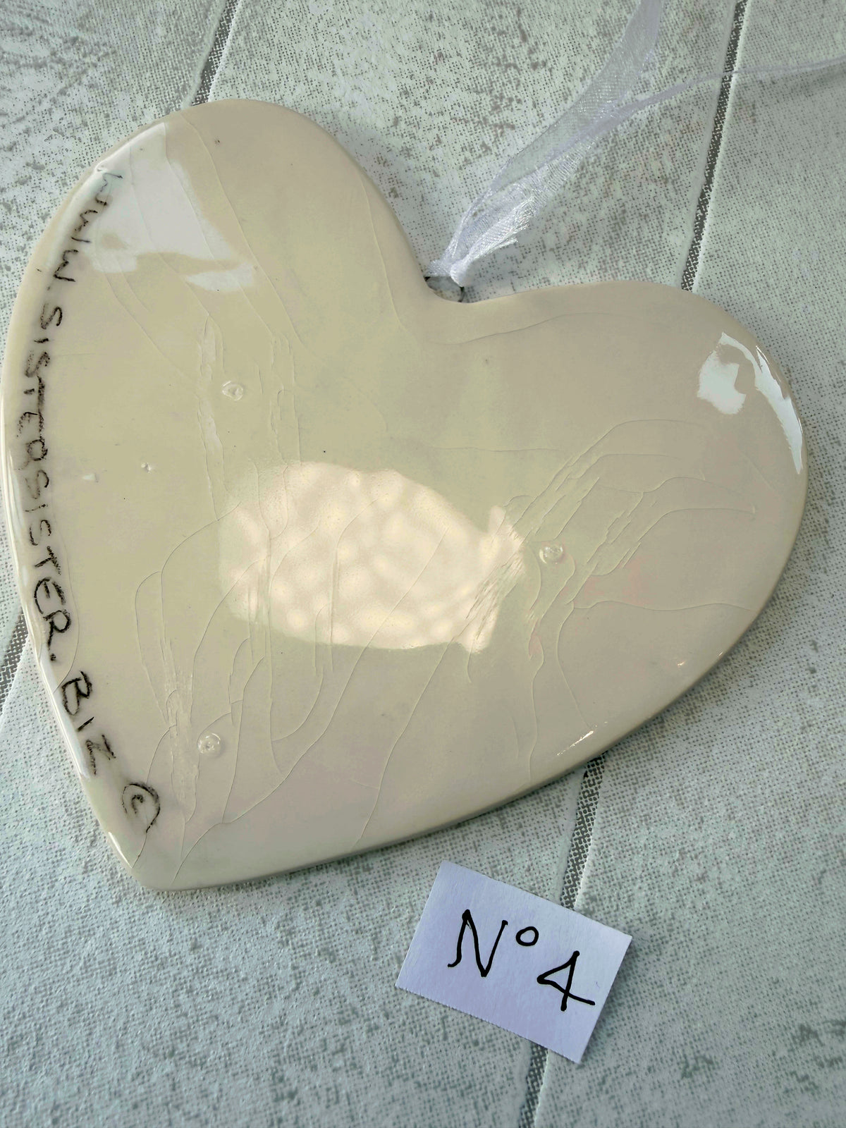 Collie Black and White Hand Painted Ceramic Heart