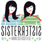 www.sistersister.biz Logo - Shows two girls one with long black hair, wearing a blue and white striped long sleeve top and a red scarf the other girl with a shorter black bob hairstyle wearing a green and white striped top. both wearing a thin red scarf