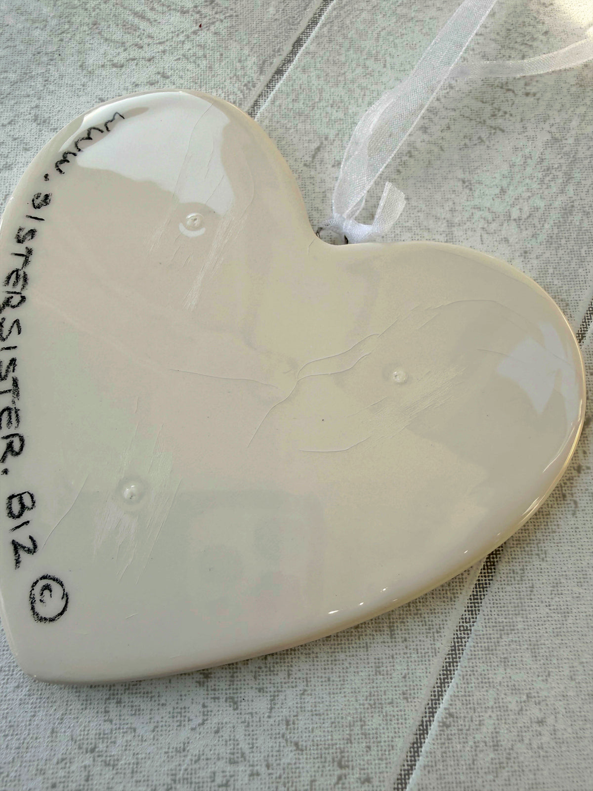 Dalmatian Black and White Hand Painted Ceramic Heart Super Seconds