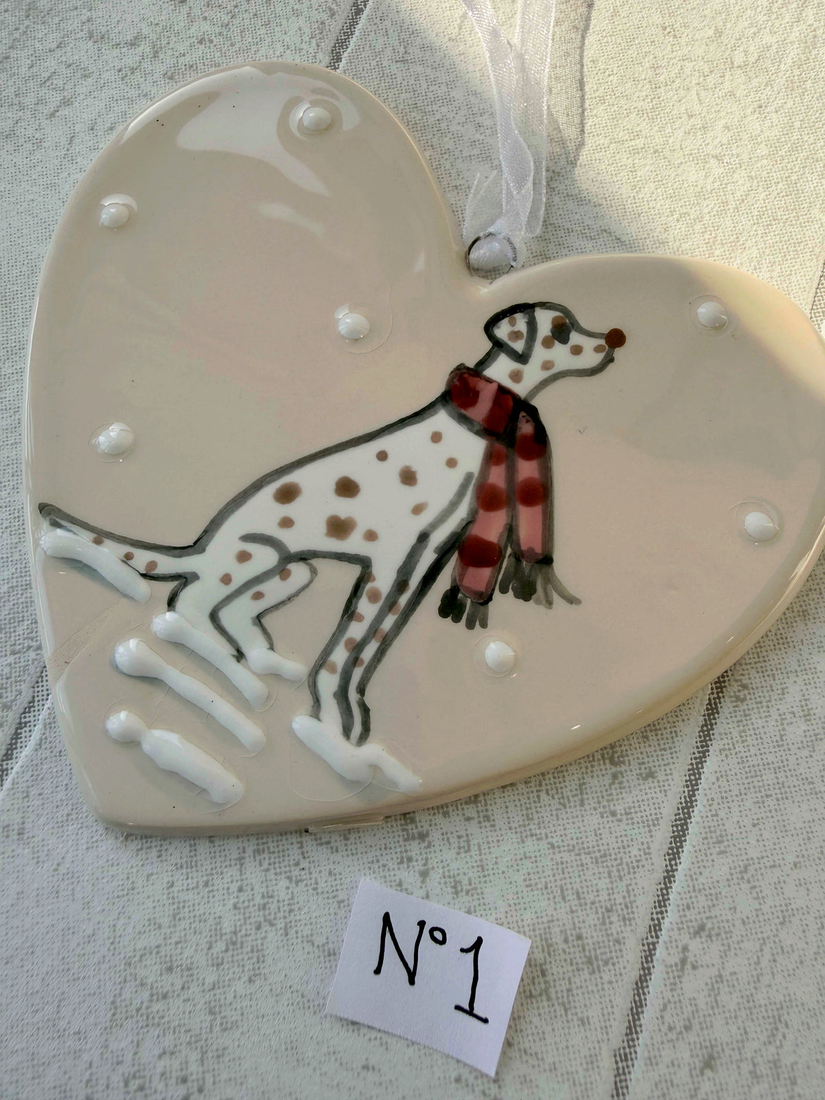 Dalmatian Liver spotted Hand Painted Ceramic Heart Super Seconds (Copy)
