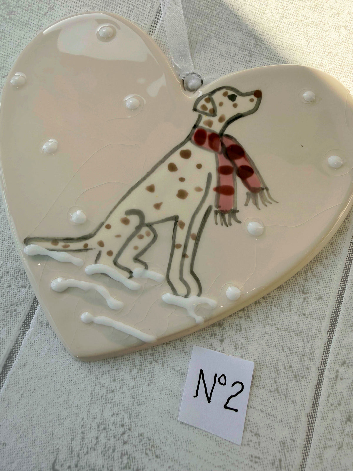 Dalmatian Liver spotted Hand Painted Ceramic Heart Super Seconds (Copy)