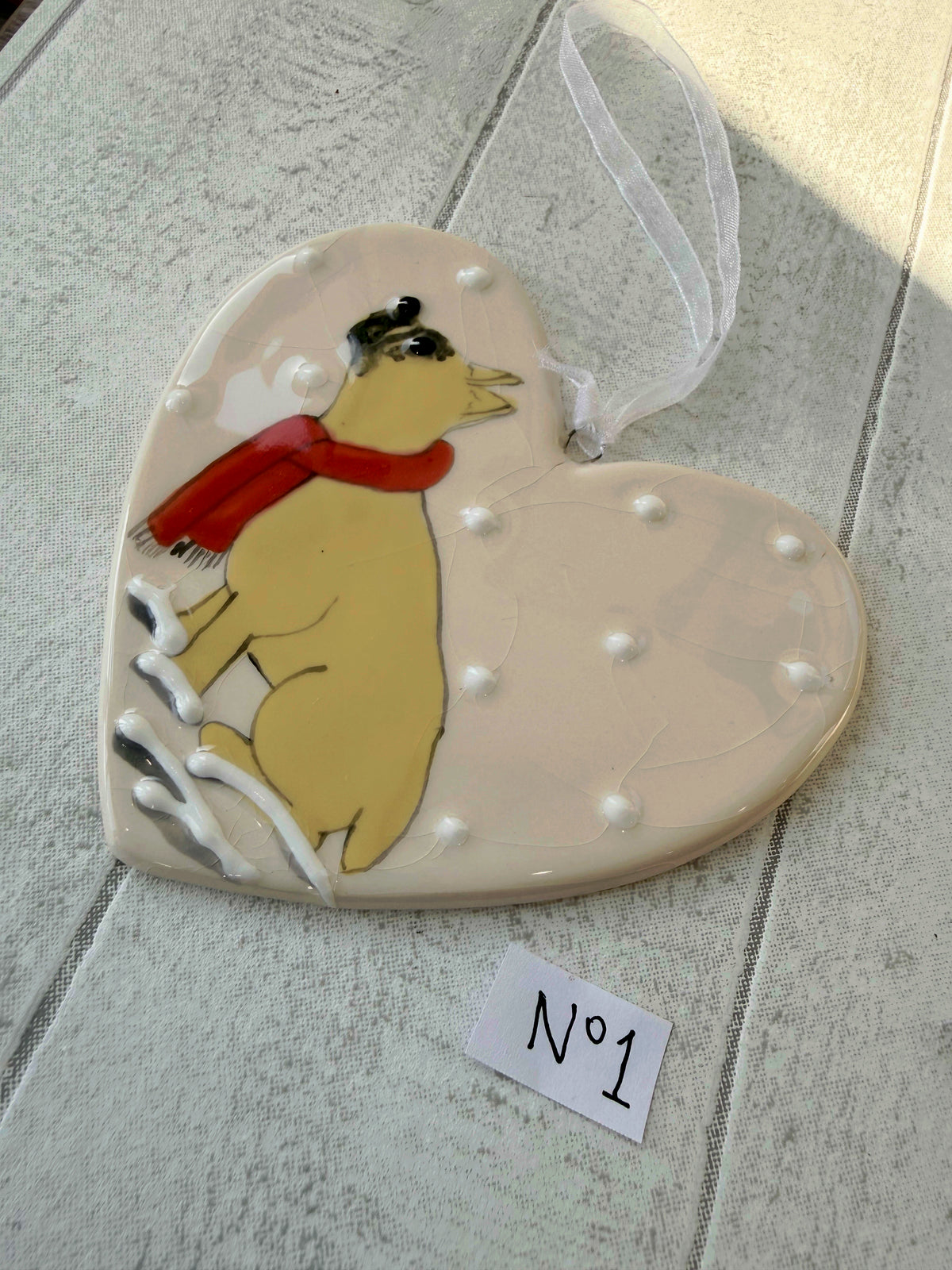 French Bulldog Fawn Hand Painted Ceramic Heart Super Seconds